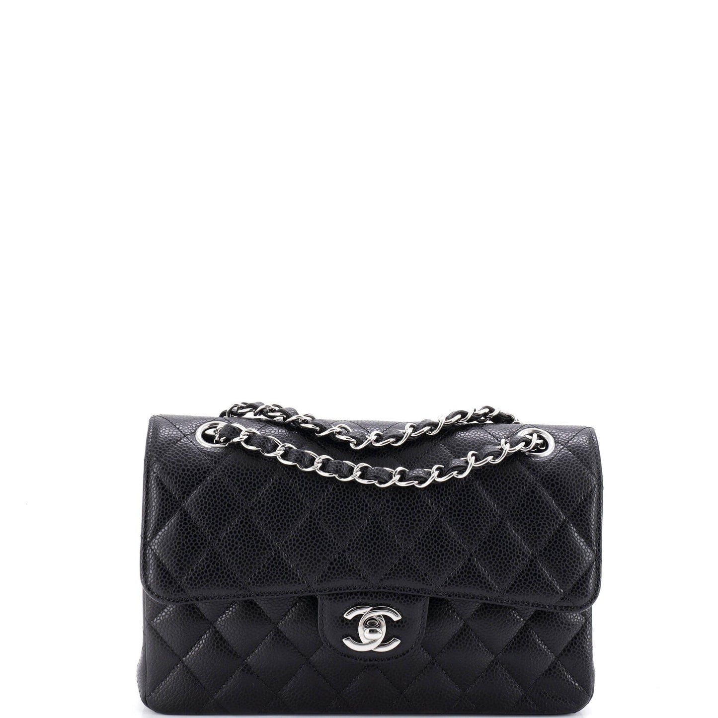 Classic Double Flap Bag Quilted Caviar Small