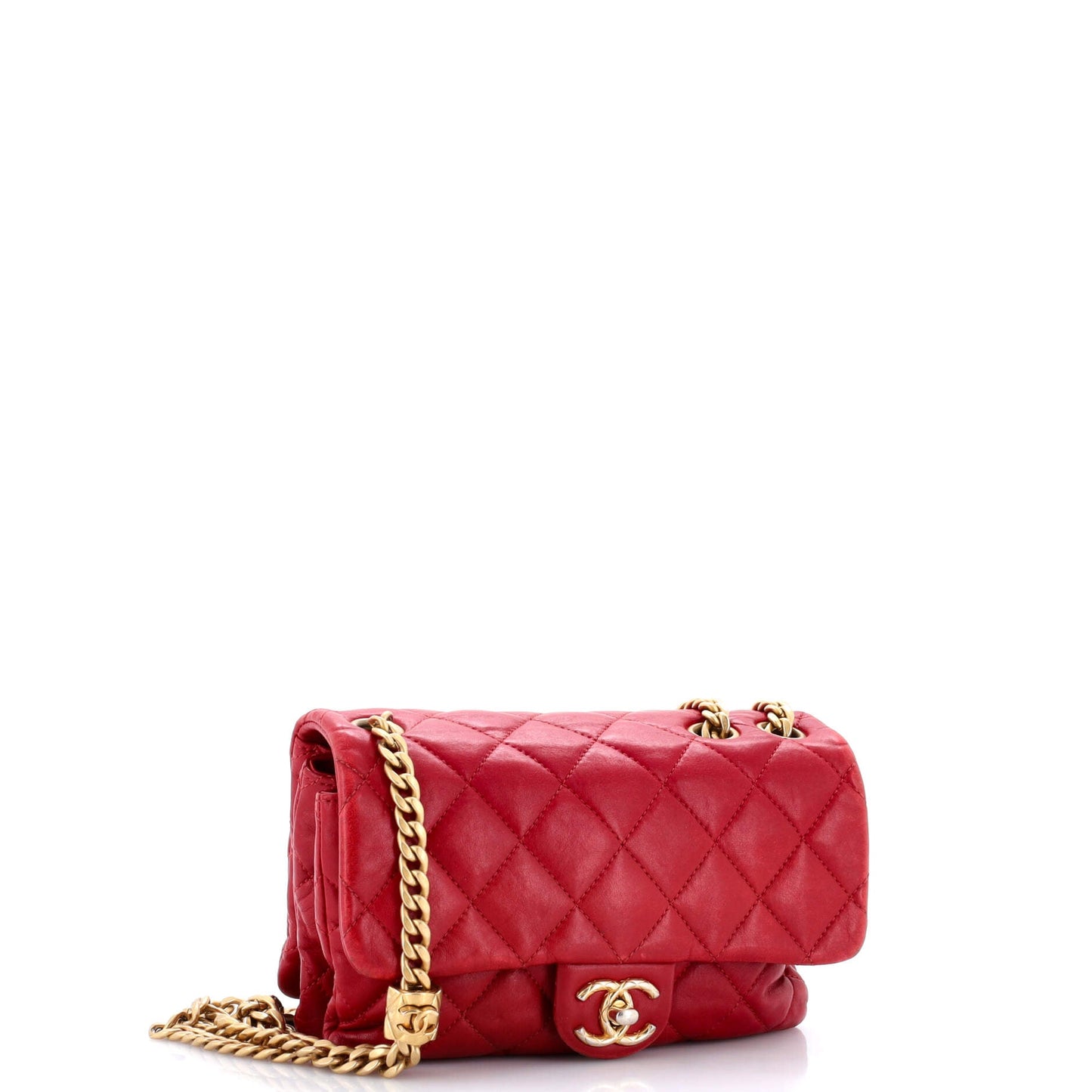 Pillow Crush Flap Bag Quilted Lambskin Small
