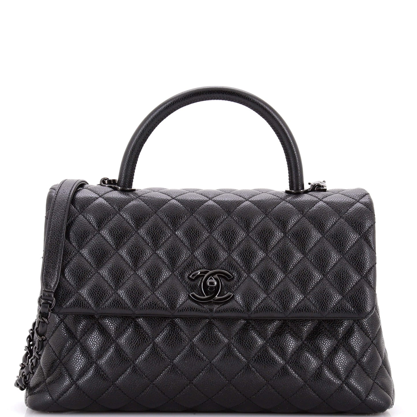 So Black Coco Top Handle Bag Quilted Caviar Medium