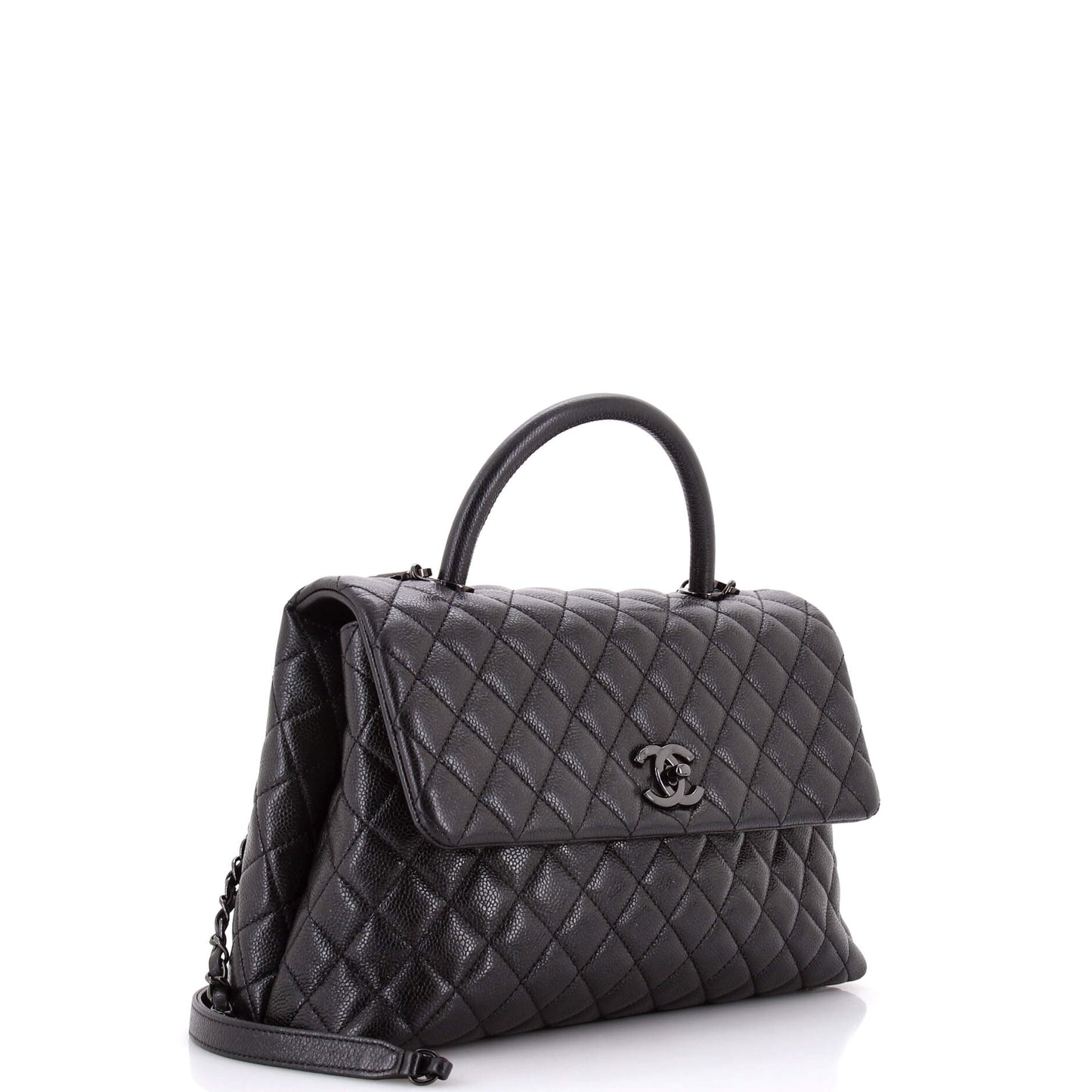 So Black Coco Top Handle Bag Quilted Caviar Medium