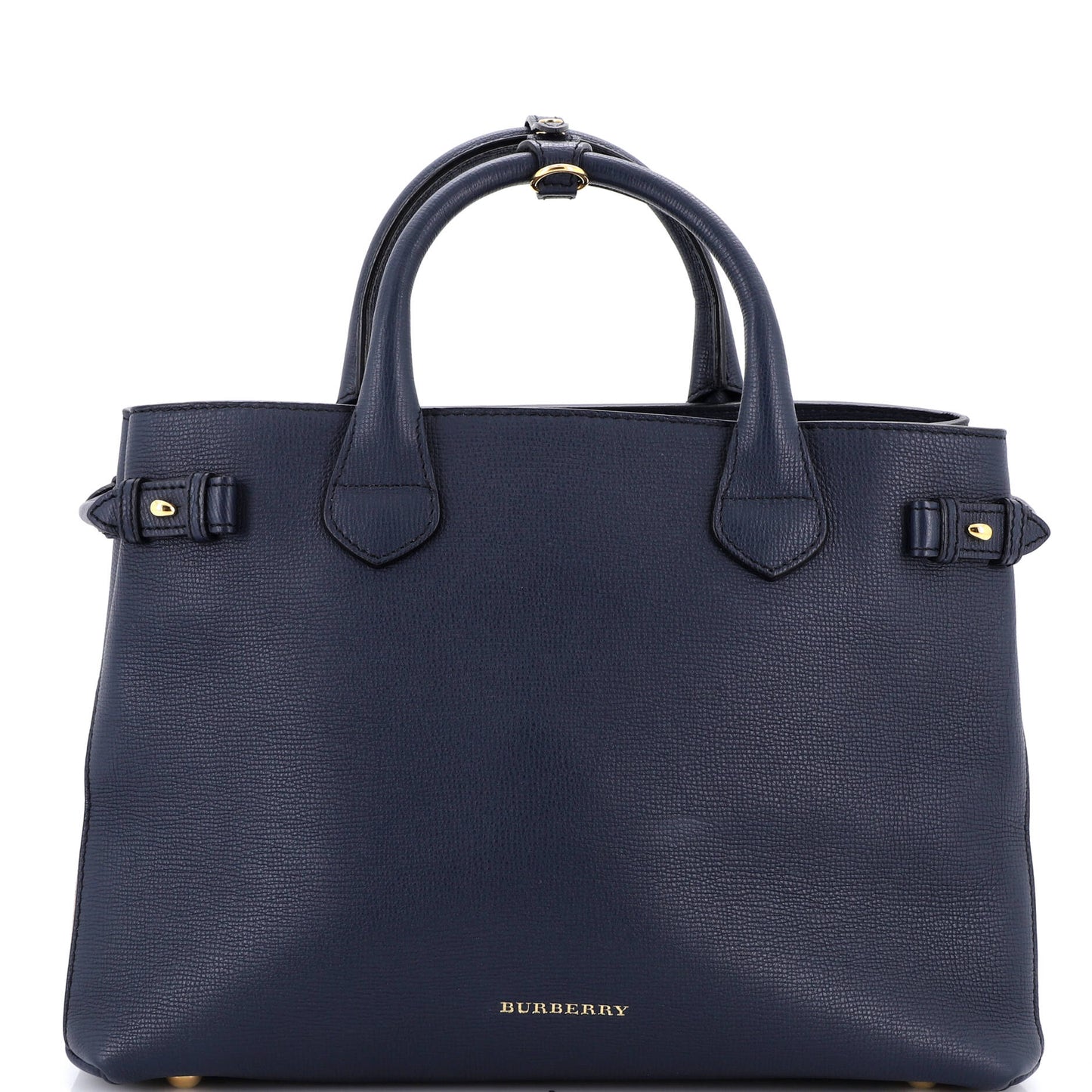 Banner Tote Leather and House Check Canvas Medium