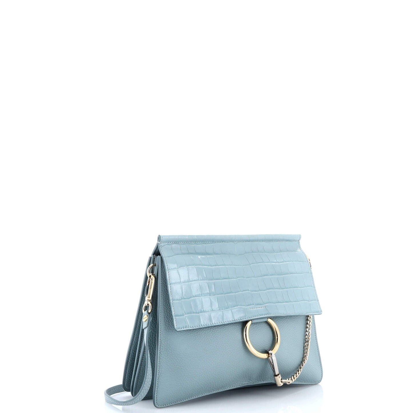 Faye Shoulder Bag Crocodile Embossed Leather with Leather Medium