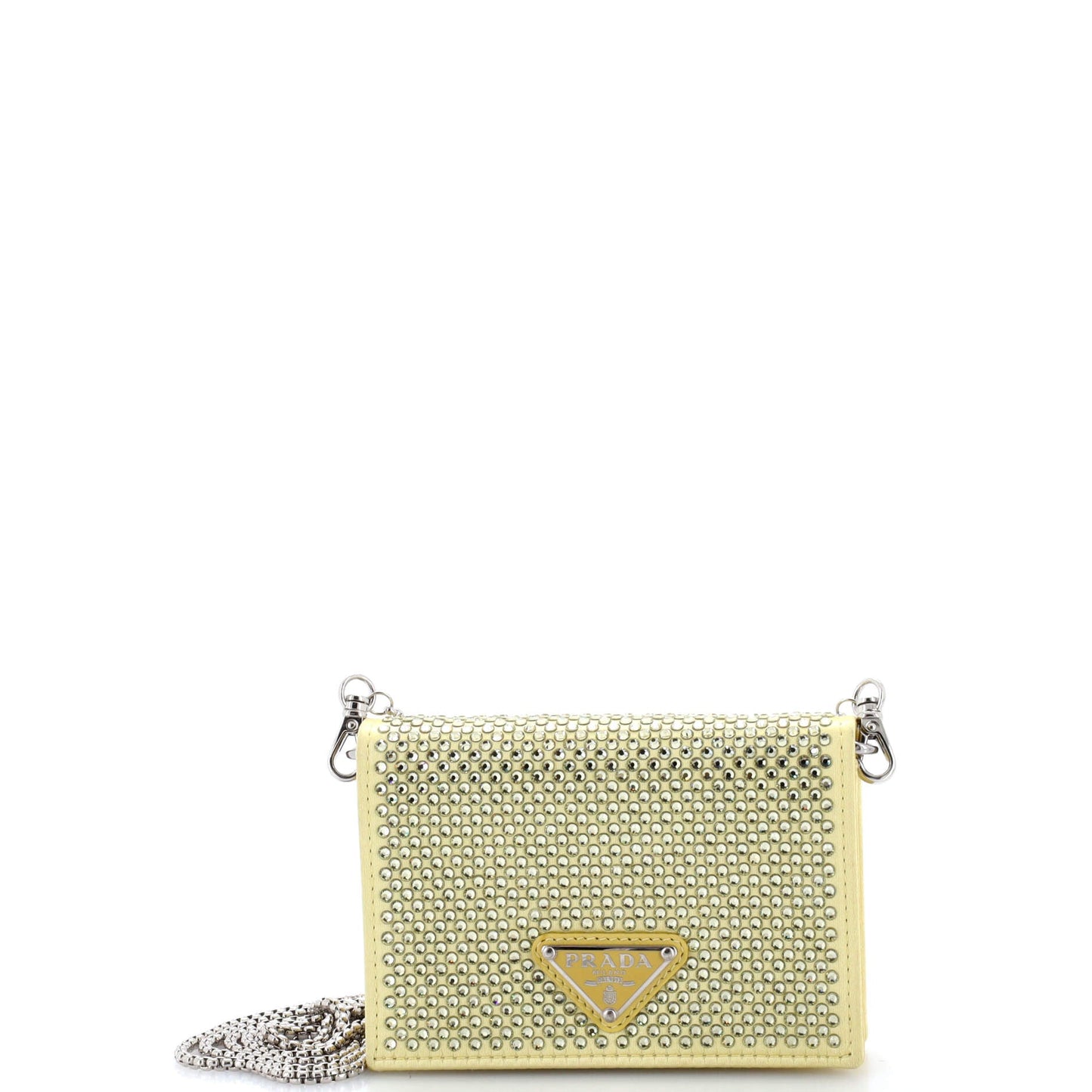 Flap Card Holder with Chain Satin with Crystals