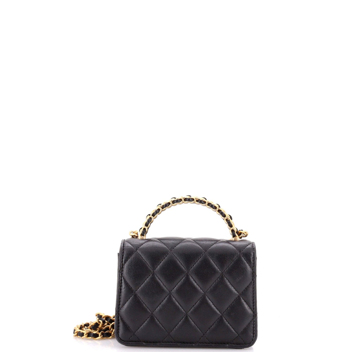 Woven Top Handle CC Flap Clutch on Chain Quilted Lambskin Small