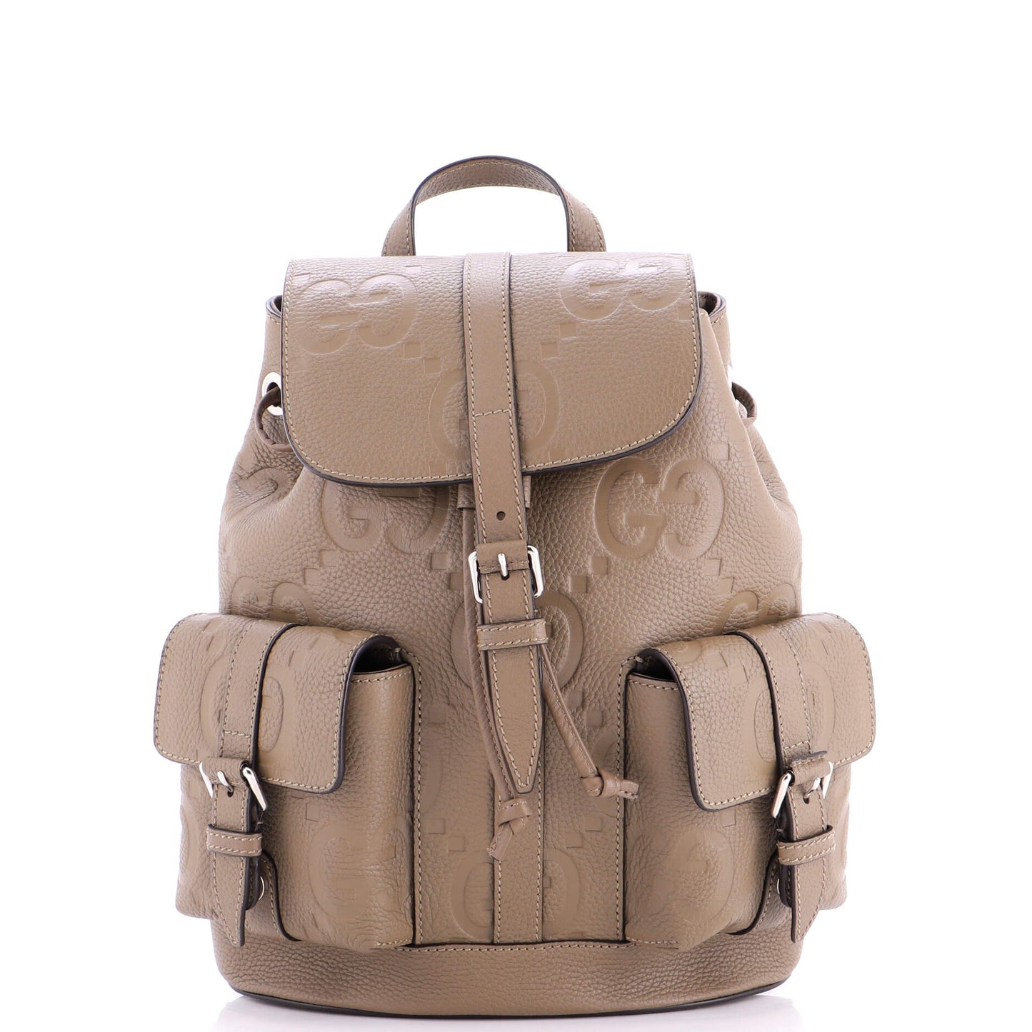 Double Pocket Belt Backpack Jumbo GG Embossed Leather Small