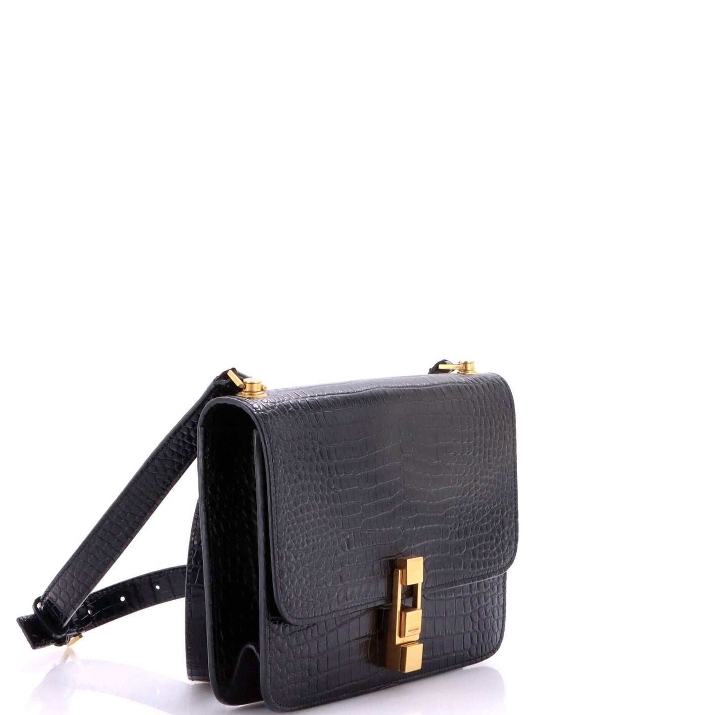 Carre Satchel Crocodile Embossed Leather Medium