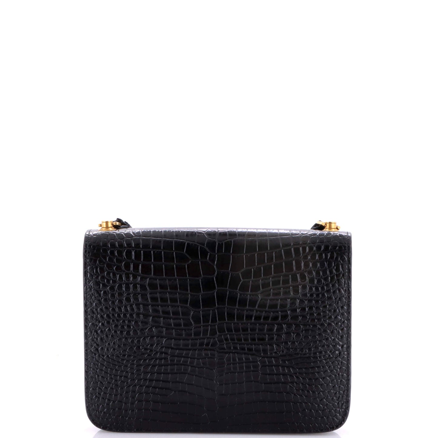 Carre Satchel Crocodile Embossed Leather Medium