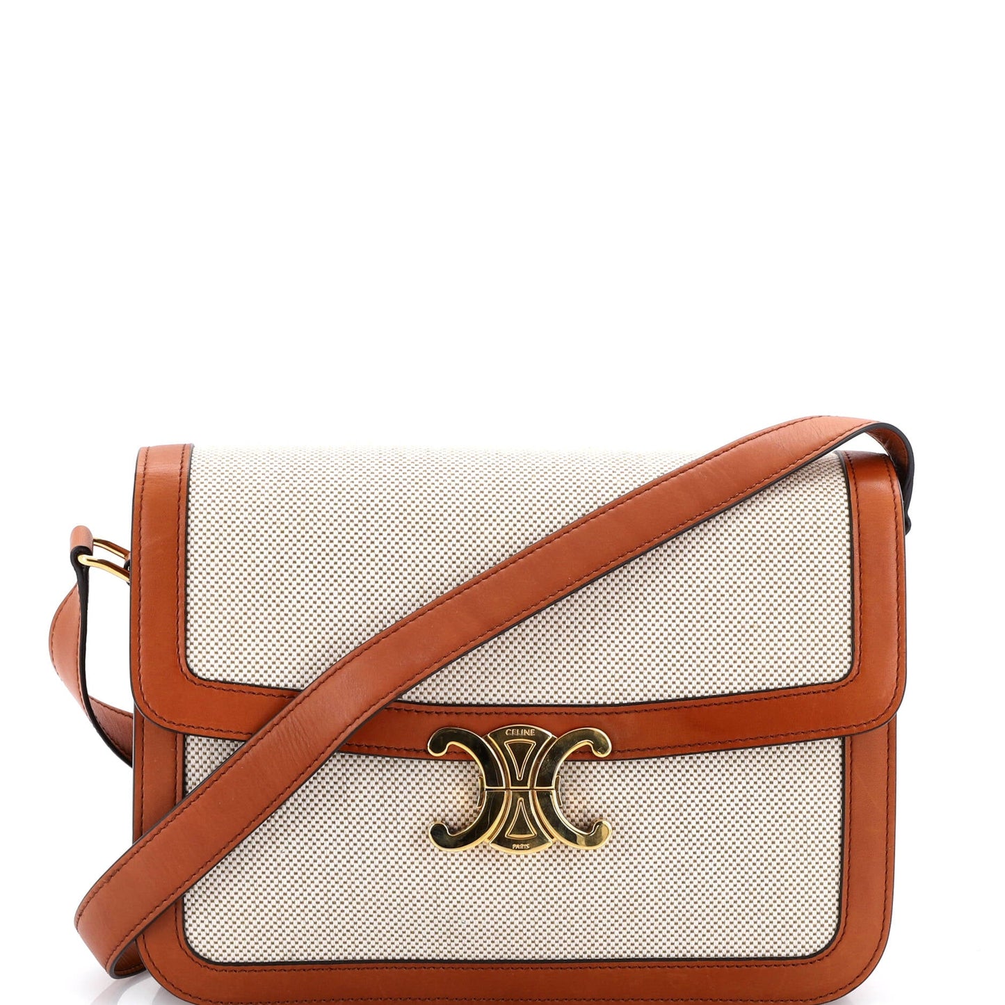 Triomphe Shoulder Bag Canvas with Leather Medium