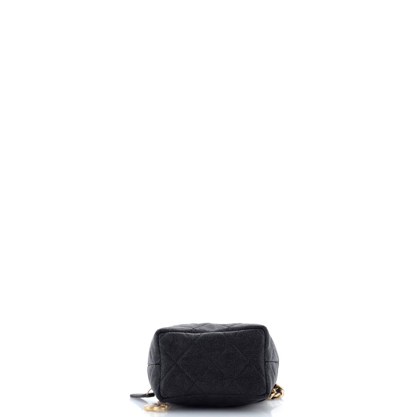 Top Handle Zip Around Vanity Case with Chain Quilted Caviar Mini