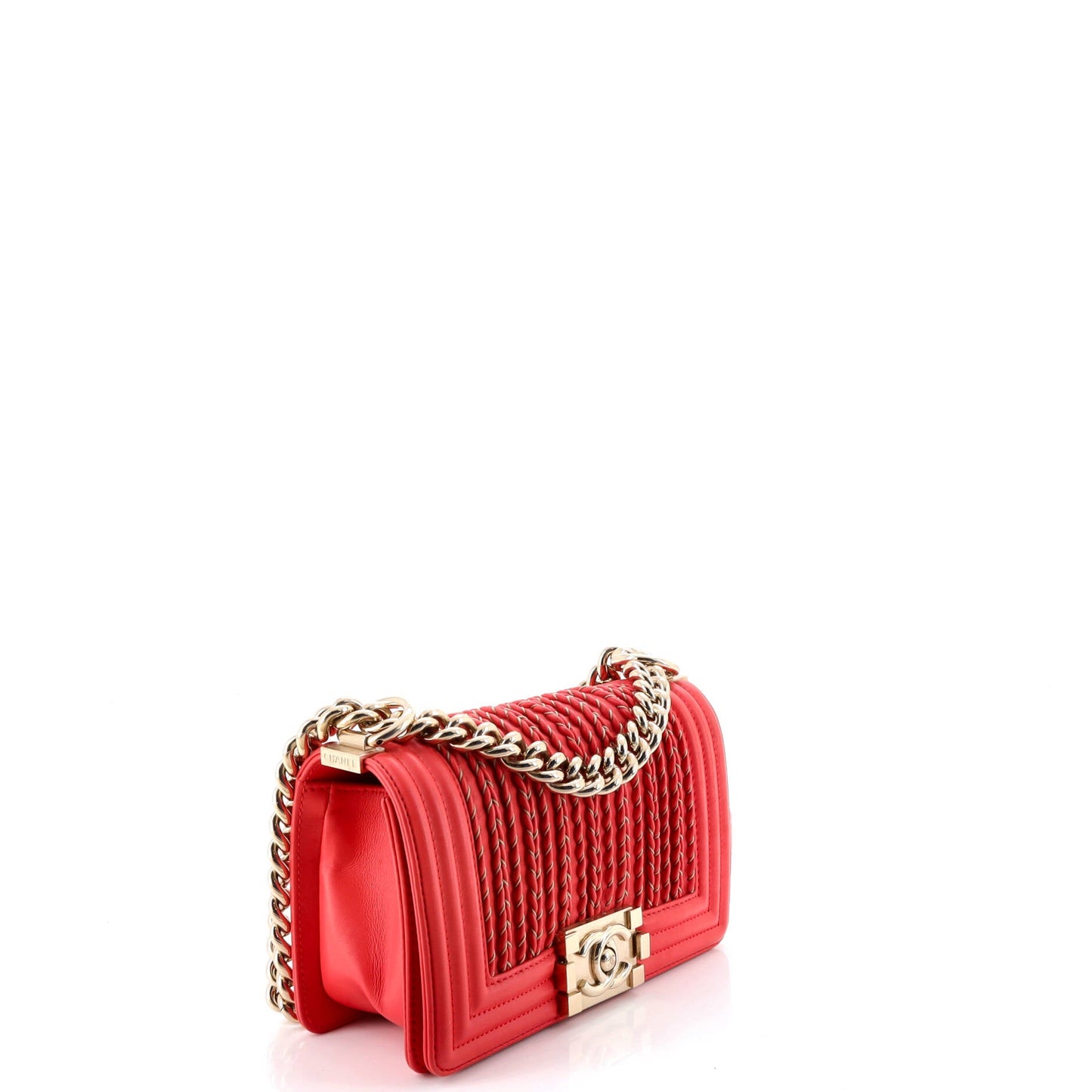 Boy Flap Bag Braided Woven Lambskin Small