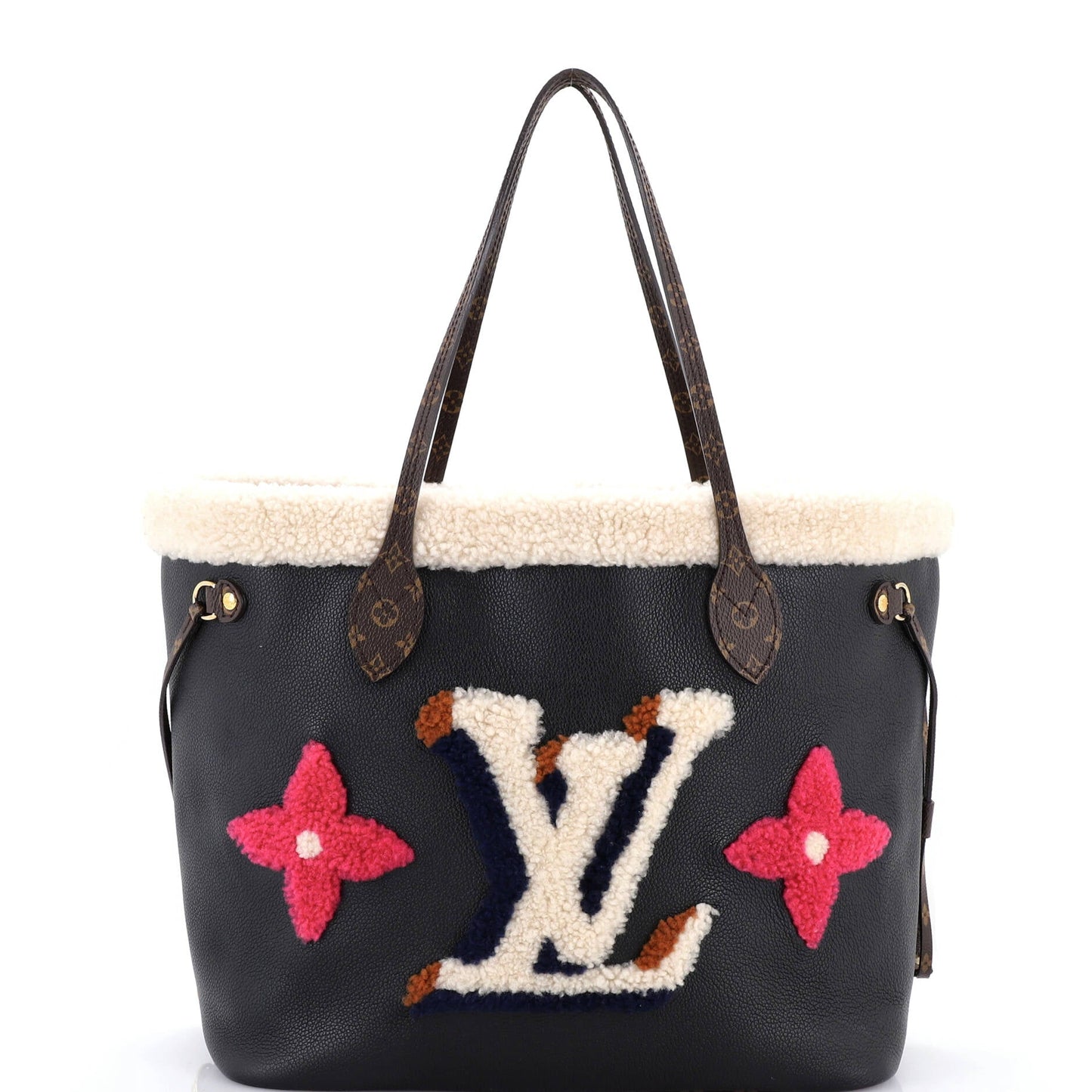 Neverfull NM Tote Leather and Monogram Teddy Shearling MM