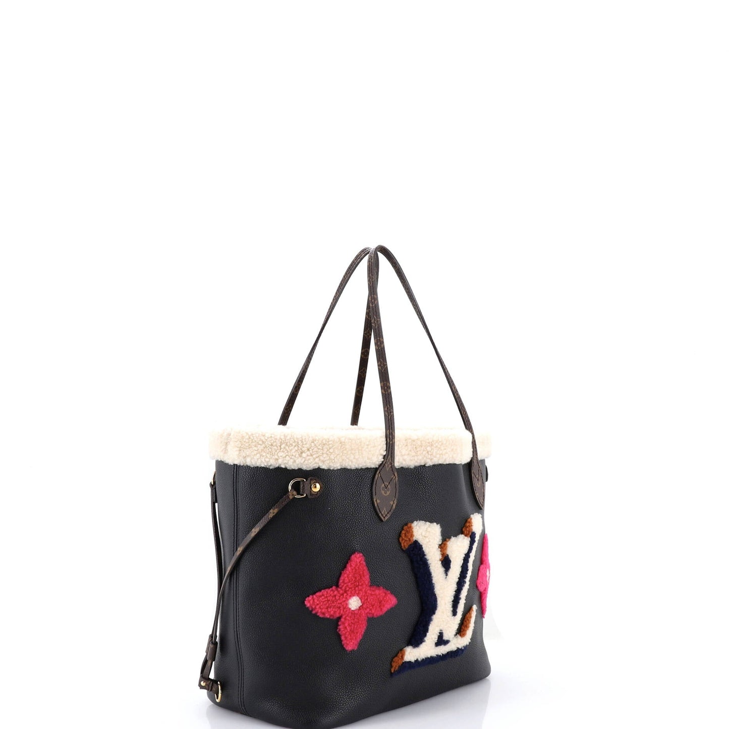 Neverfull NM Tote Leather and Monogram Teddy Shearling MM