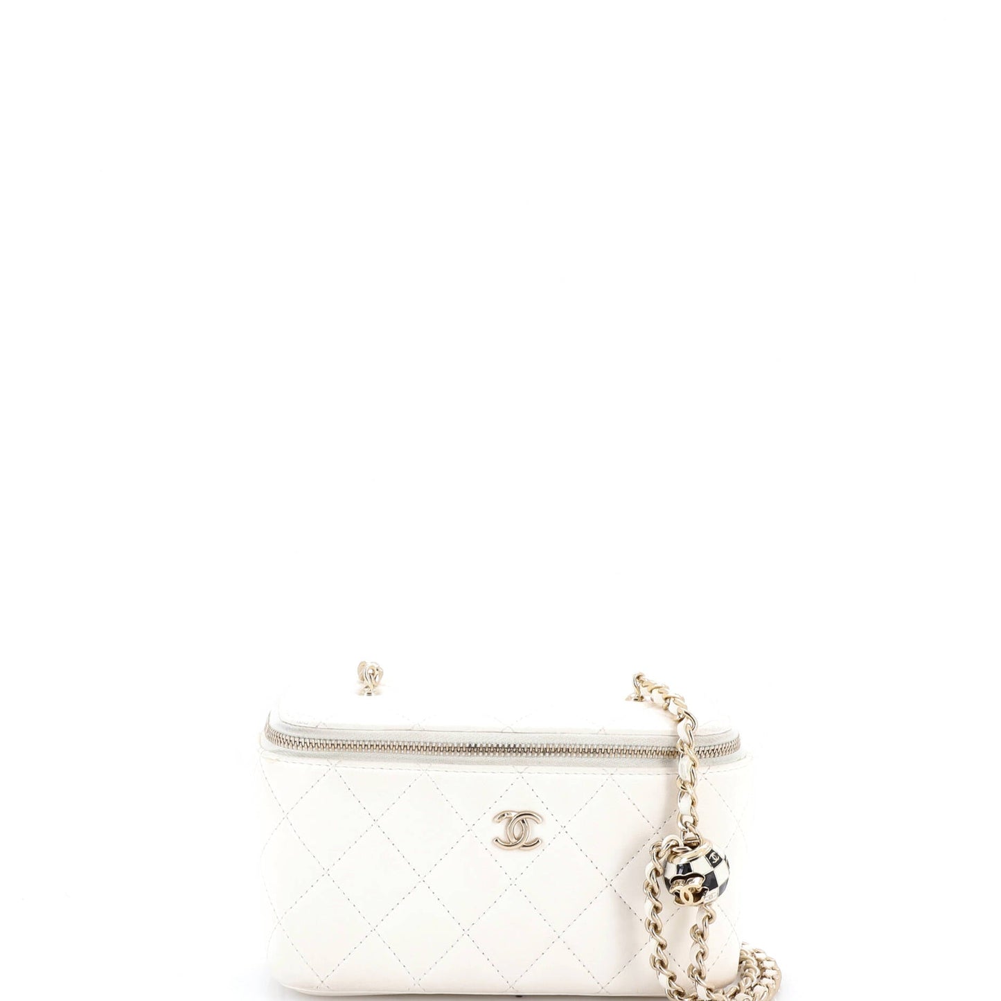 Pearl Crush Vanity Case with Chain Quilted Lambskin Small