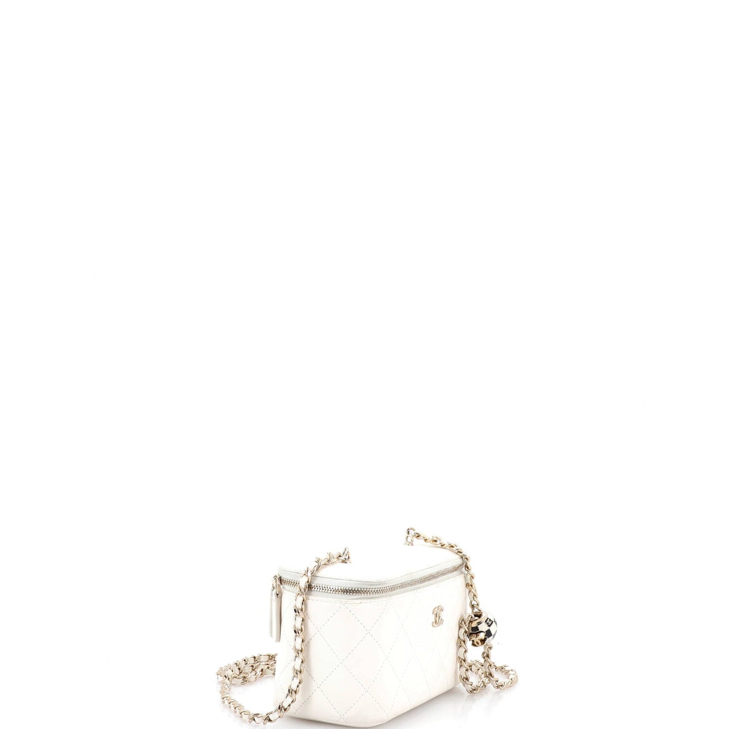 Pearl Crush Vanity Case with Chain Quilted Lambskin Small