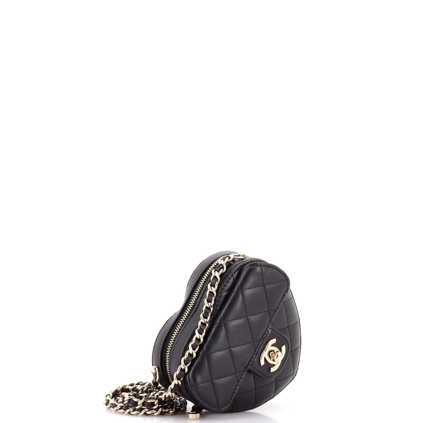 CC in Love Heart Clutch with Chain Quilted Lambskin