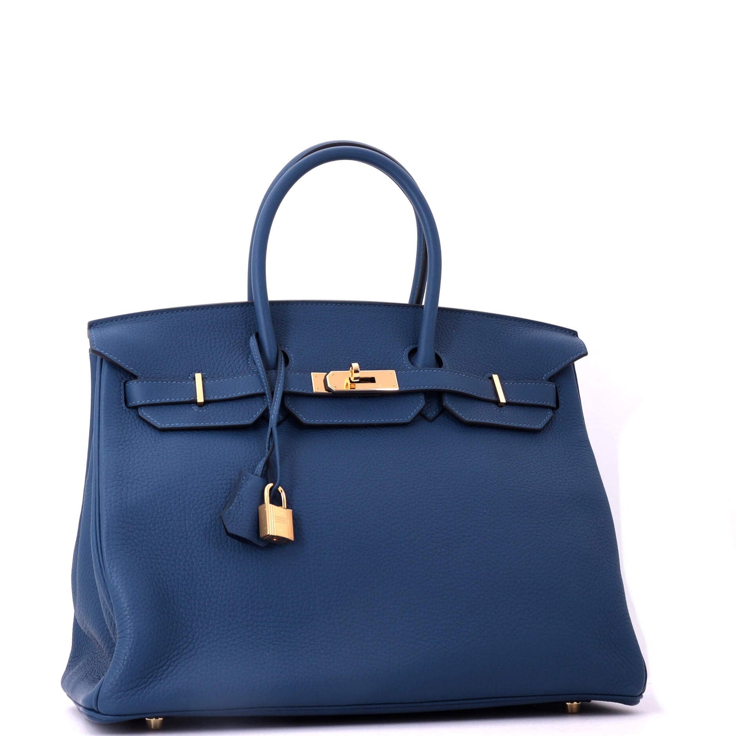 Birkin Handbag Deep Blue Clemence with Gold Hardware 35