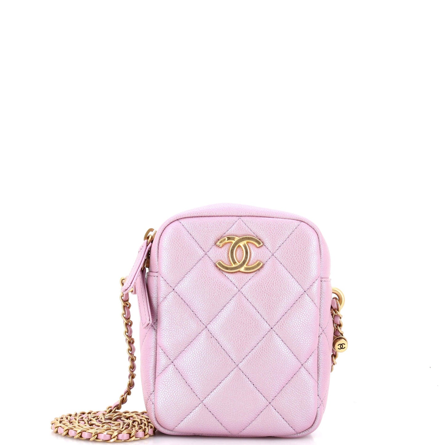 My Perfect Adjustable Chain Camera Bag Quilted Iridescent Caviar Vertical