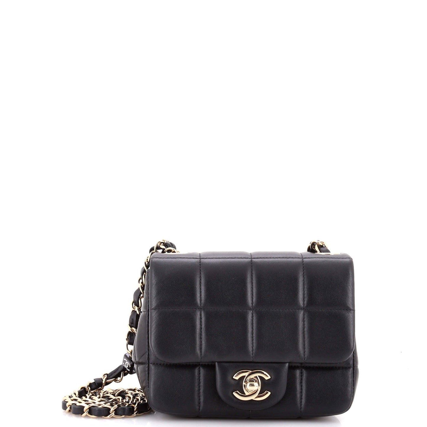 Monacoco Logo Blocks Square Flap Bag Quilted Lambskin with Resin Mini