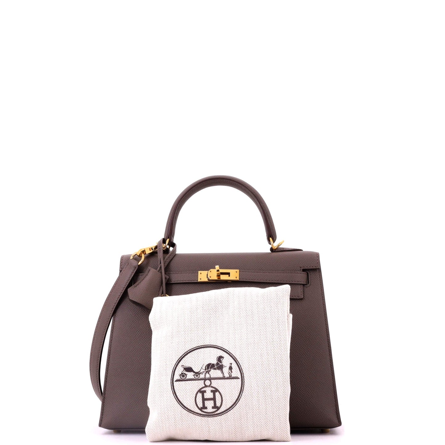 Kelly Handbag Grey Epsom with Gold Hardware 25