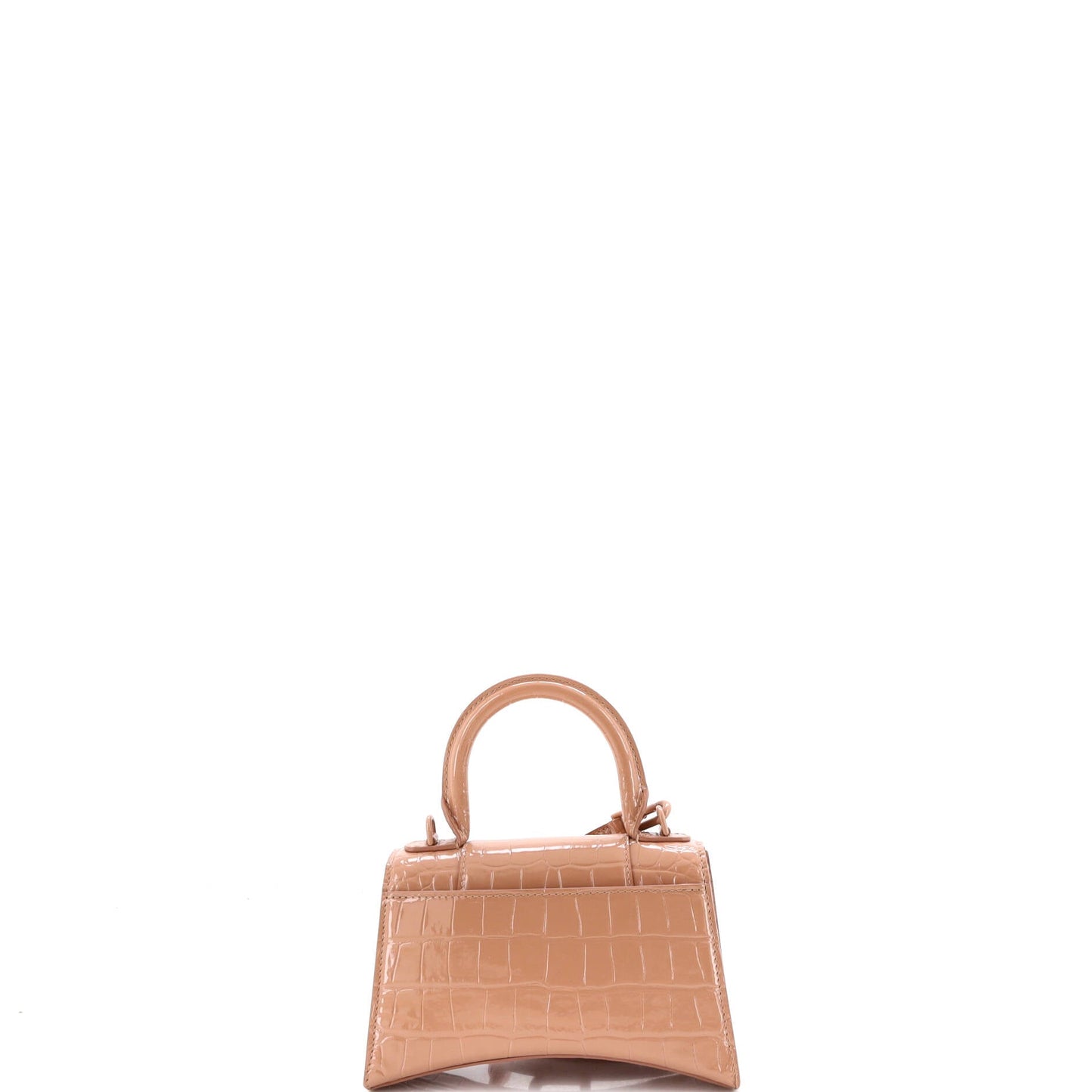 Hourglass Top Handle Bag Crocodile Embossed Leather XS