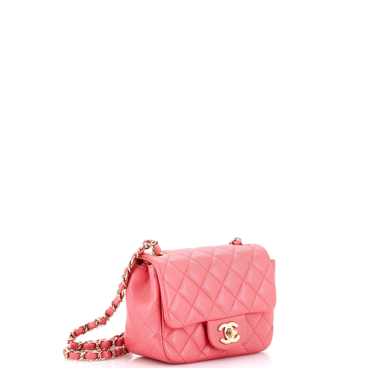 Square Classic Single Flap Bag Quilted Caviar Mini