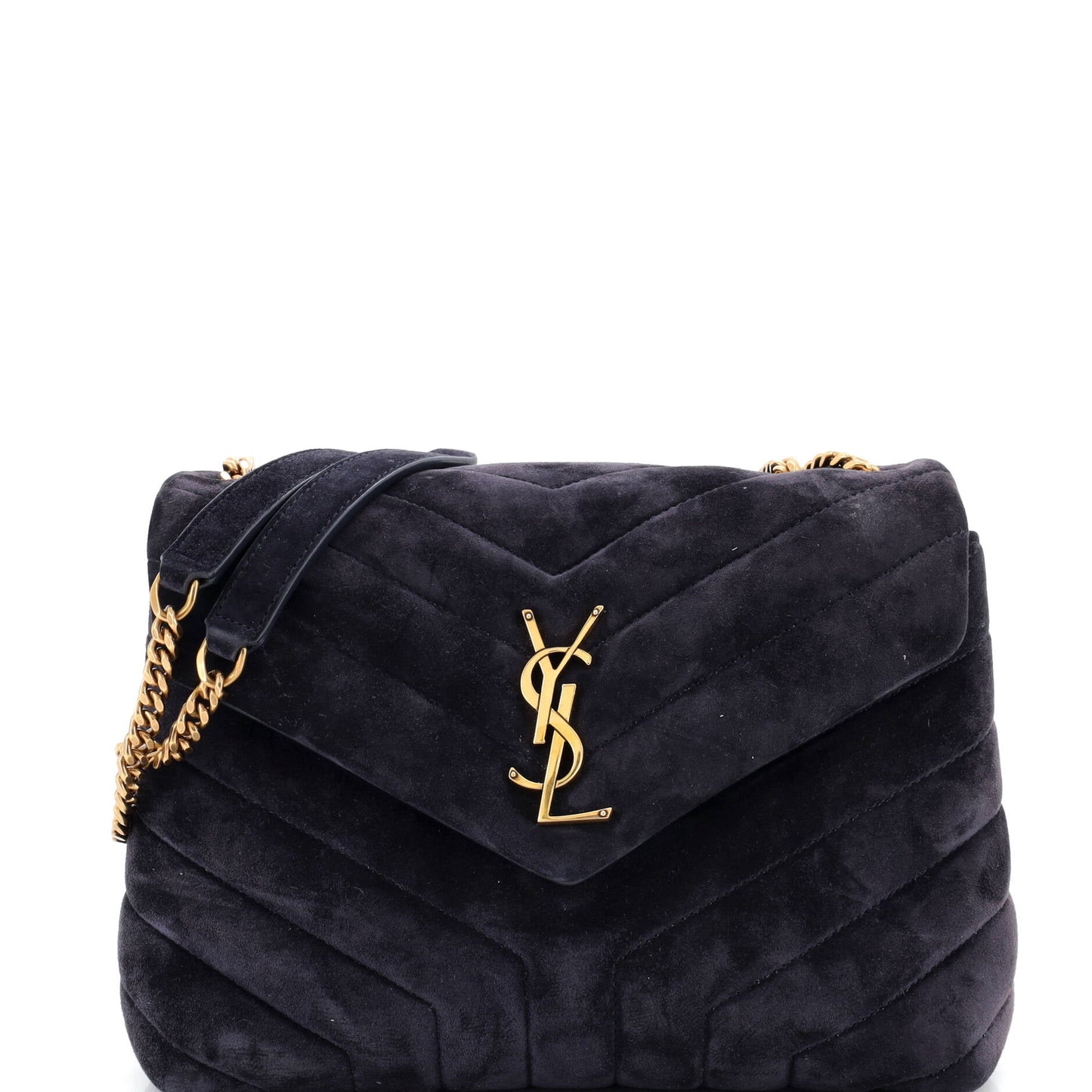 Loulou Shoulder Bag Matelasse Chevron Suede Small