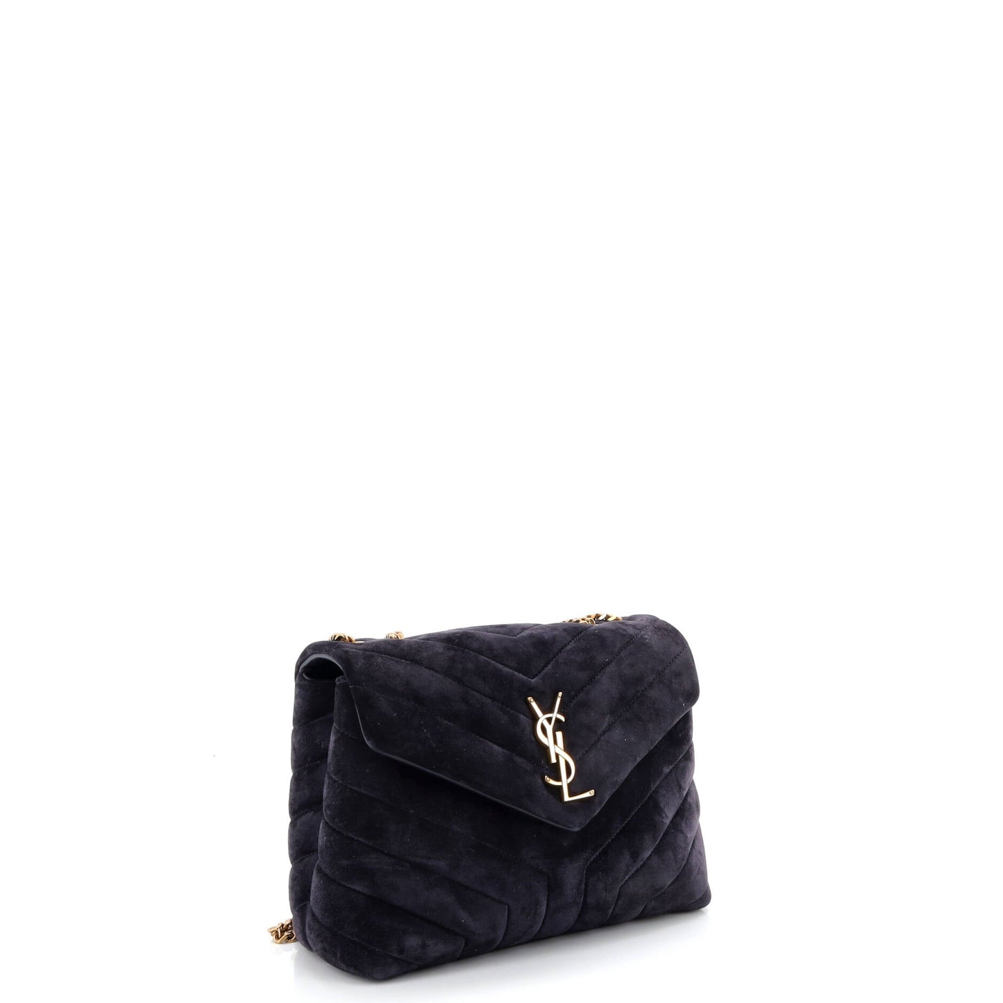 Loulou Shoulder Bag Matelasse Chevron Suede Small
