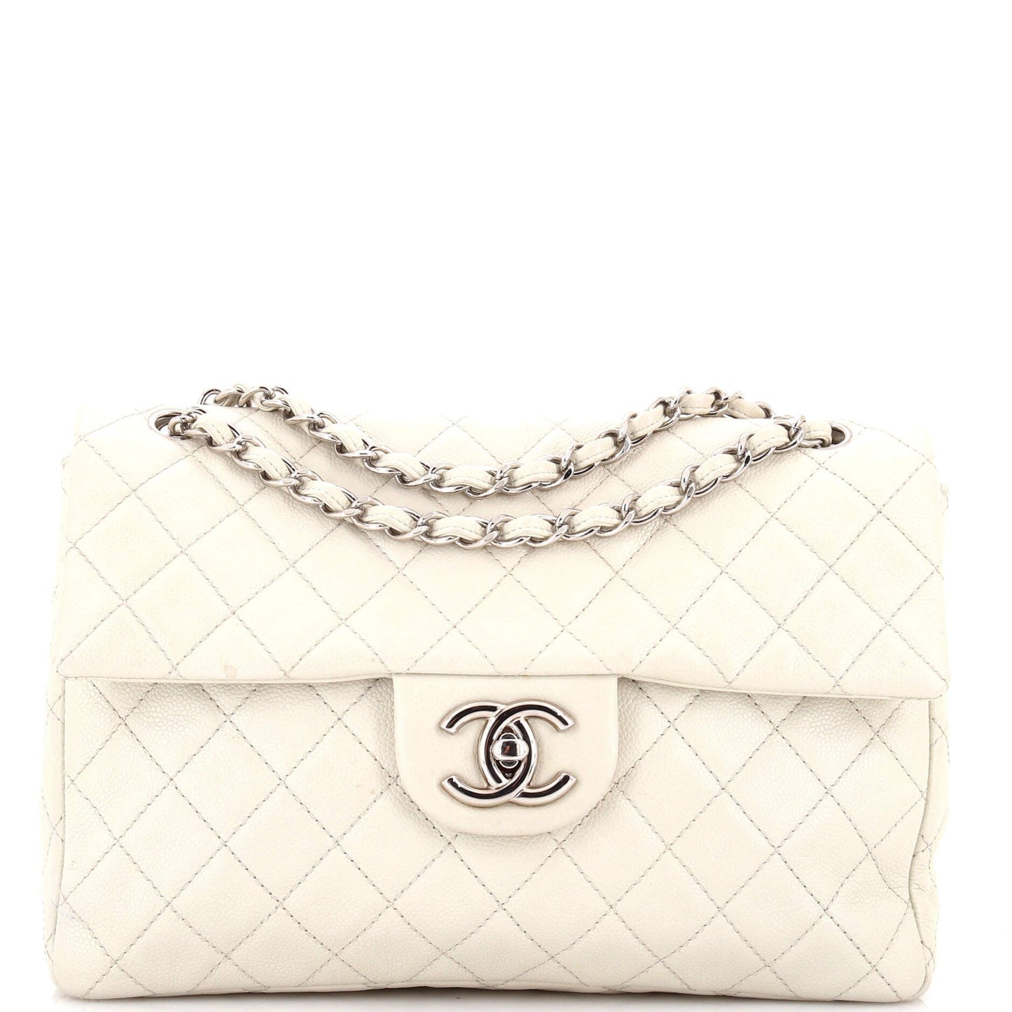 Vintage Square Classic Single Flap Bag Quilted Caviar Jumbo