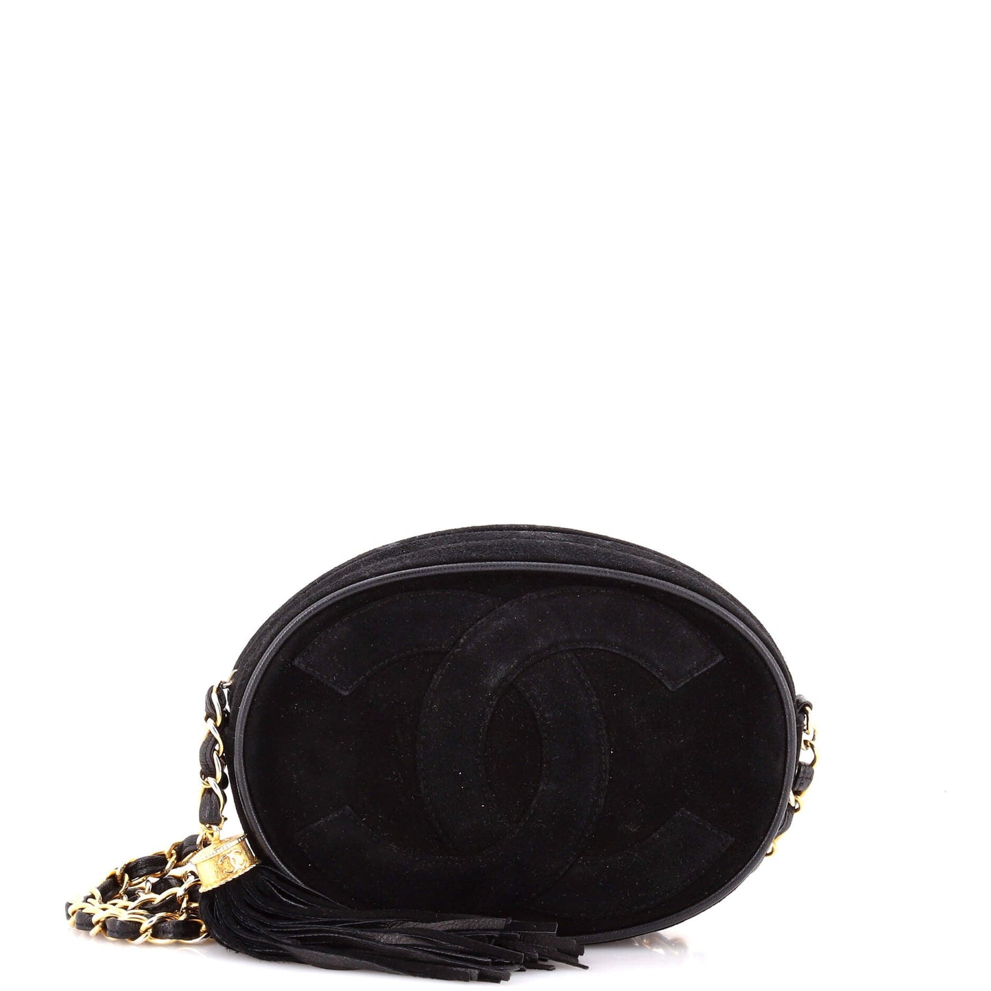 Vintage Oval CC Tassel Crossbody Bag Suede Mini