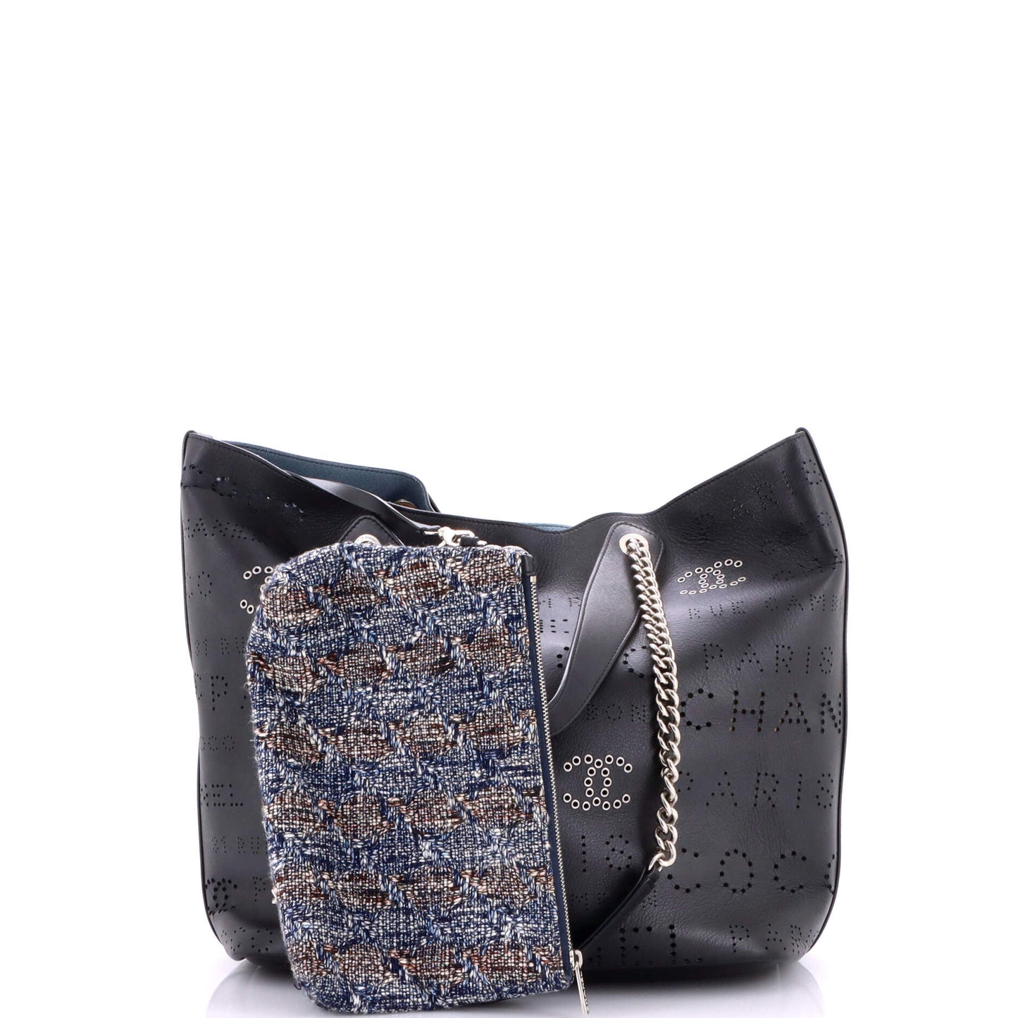 Logo Eyelets Shopping Tote Perforated Calfskin Medium