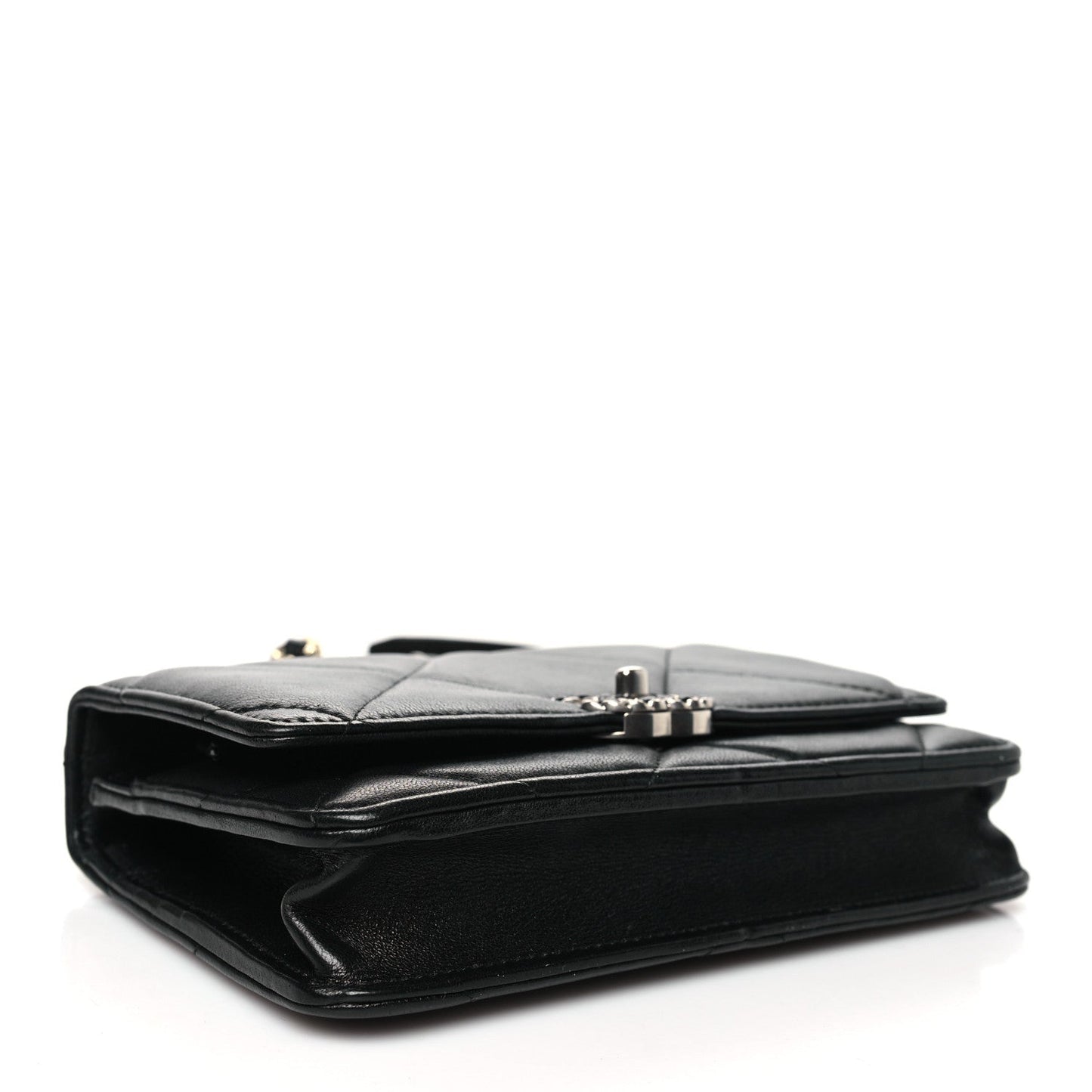 Lambskin Quilted Chanel 19 Wallet On Chain WOC Black
