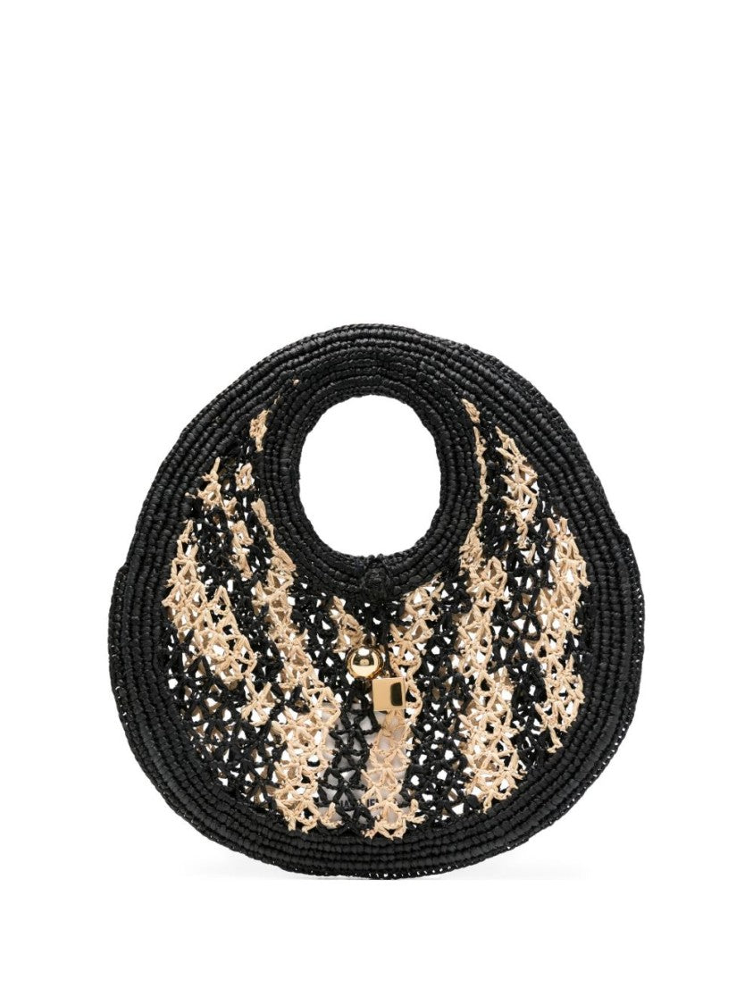 Jacquemus Black Raffia Circle Handle Bag