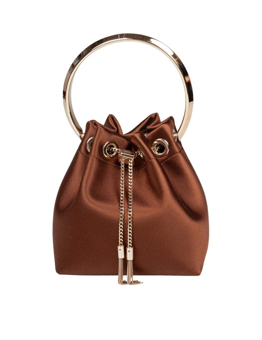 Jimmy Choo Bon Bon Fuq Satin Handbag, Bronze Color