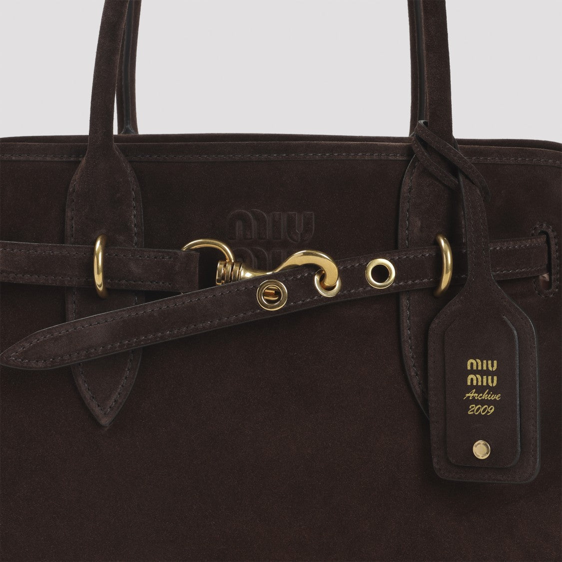 Miu Miu Aventure Dark Brown Suede Lamb Leather Handbag