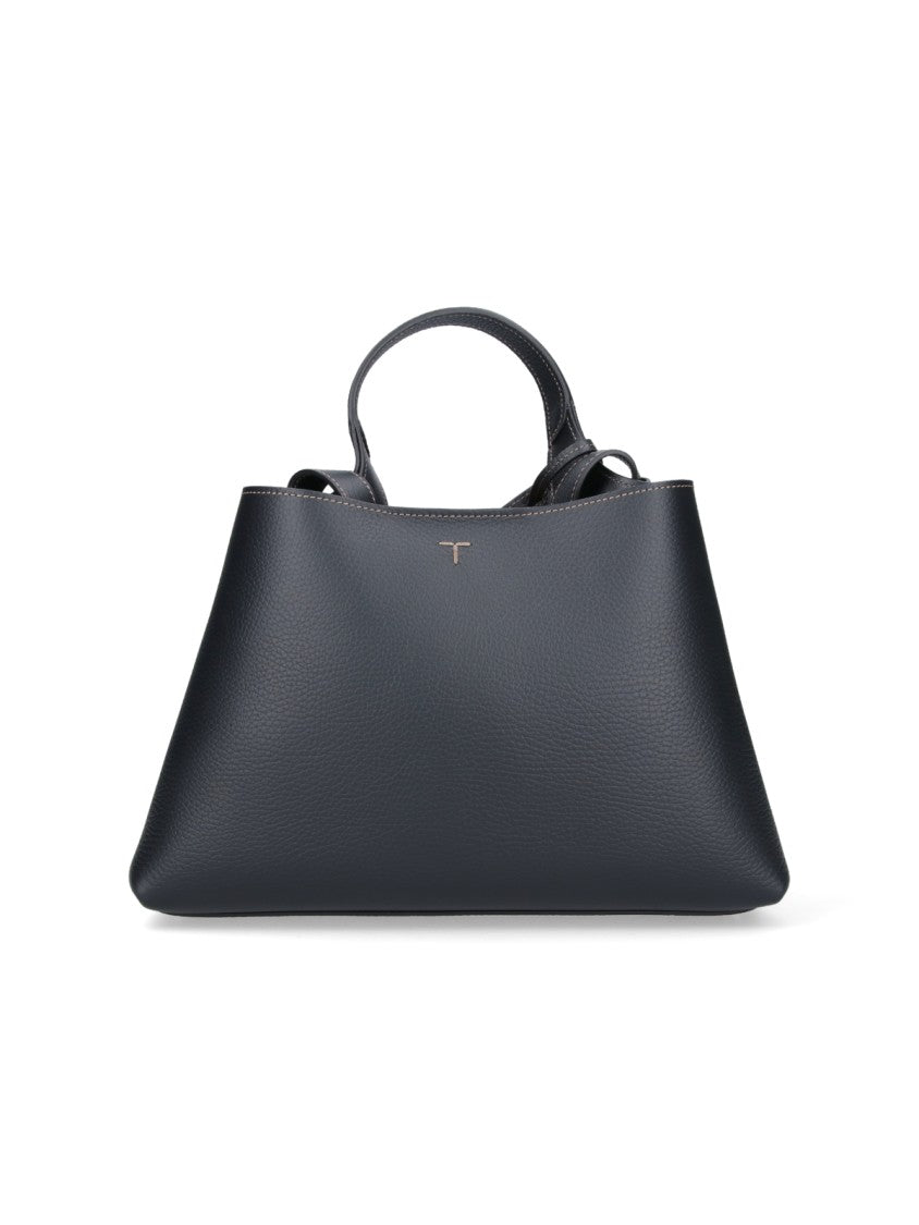 Tod's Minimalist Black Bag With Structured Silhouette And Smooth Texture