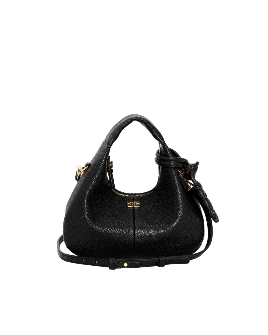 Ganni Mini Hobo Handbag In Black