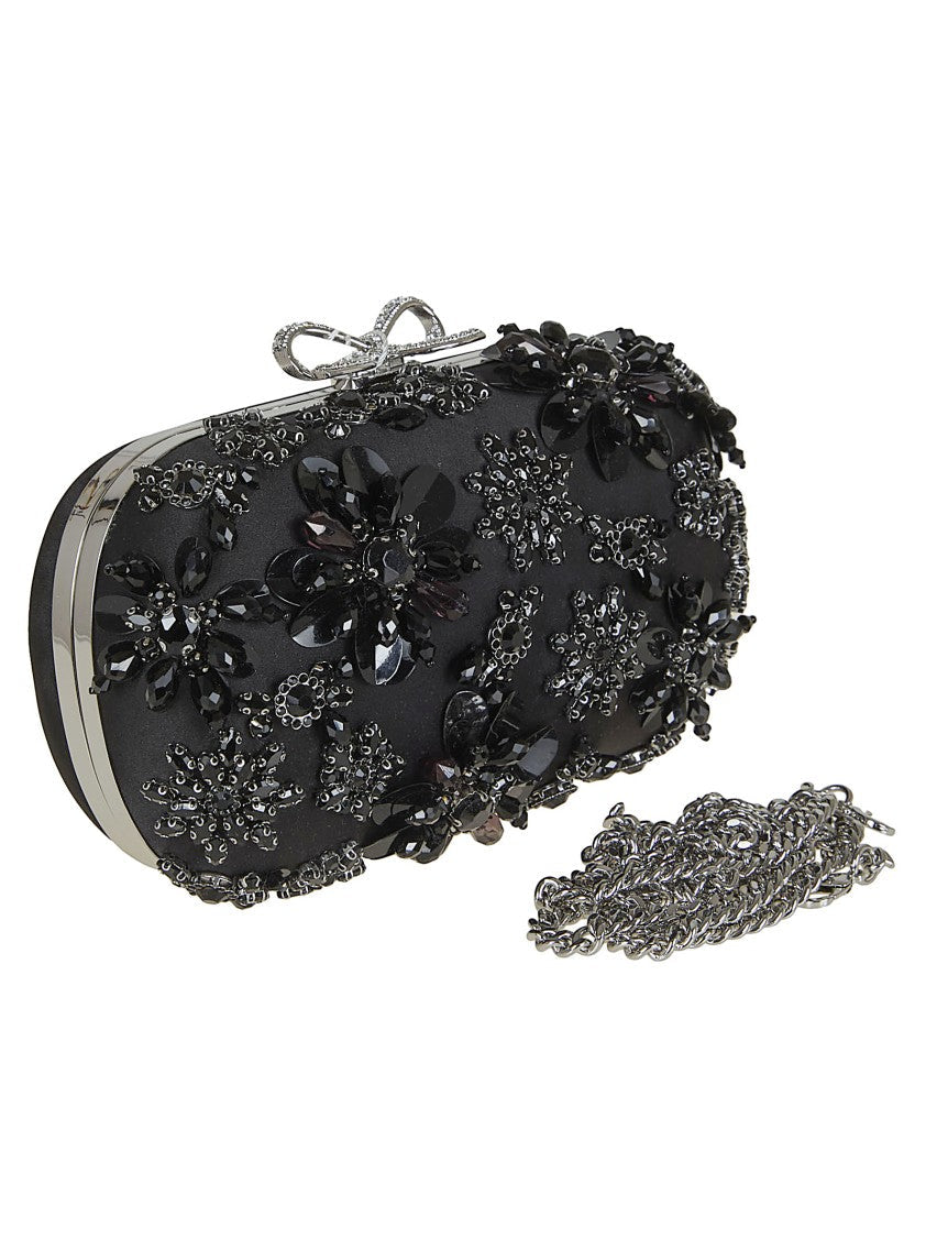 Self-Portrait Beaded Satin Clutch