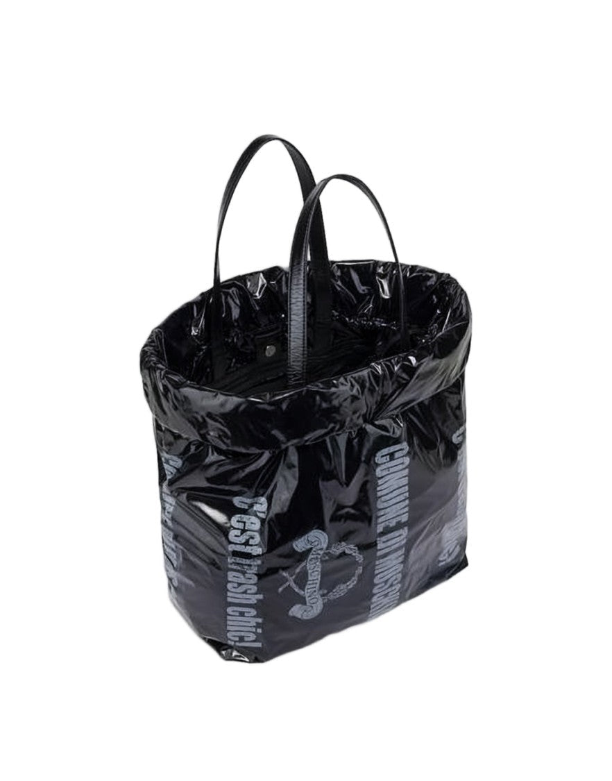 Moschino Puffy Black Shoulder Bag With Crinkled Finish