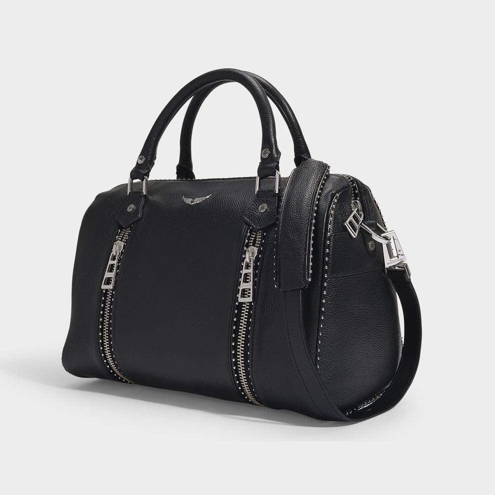 Zadig & Voltaire Black Grained Leather Shoulder Bag