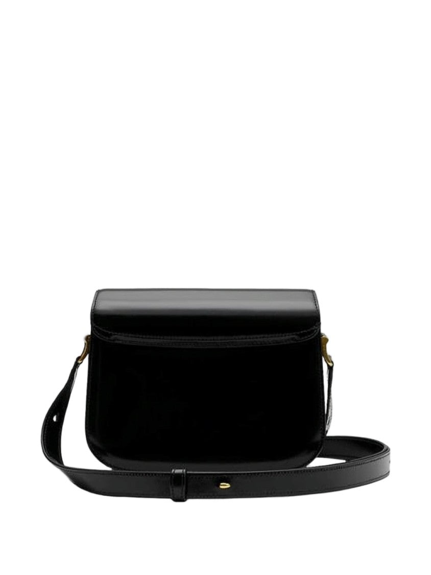 Ami Paris Rectangular Black Calf Leather Crossbody Bag