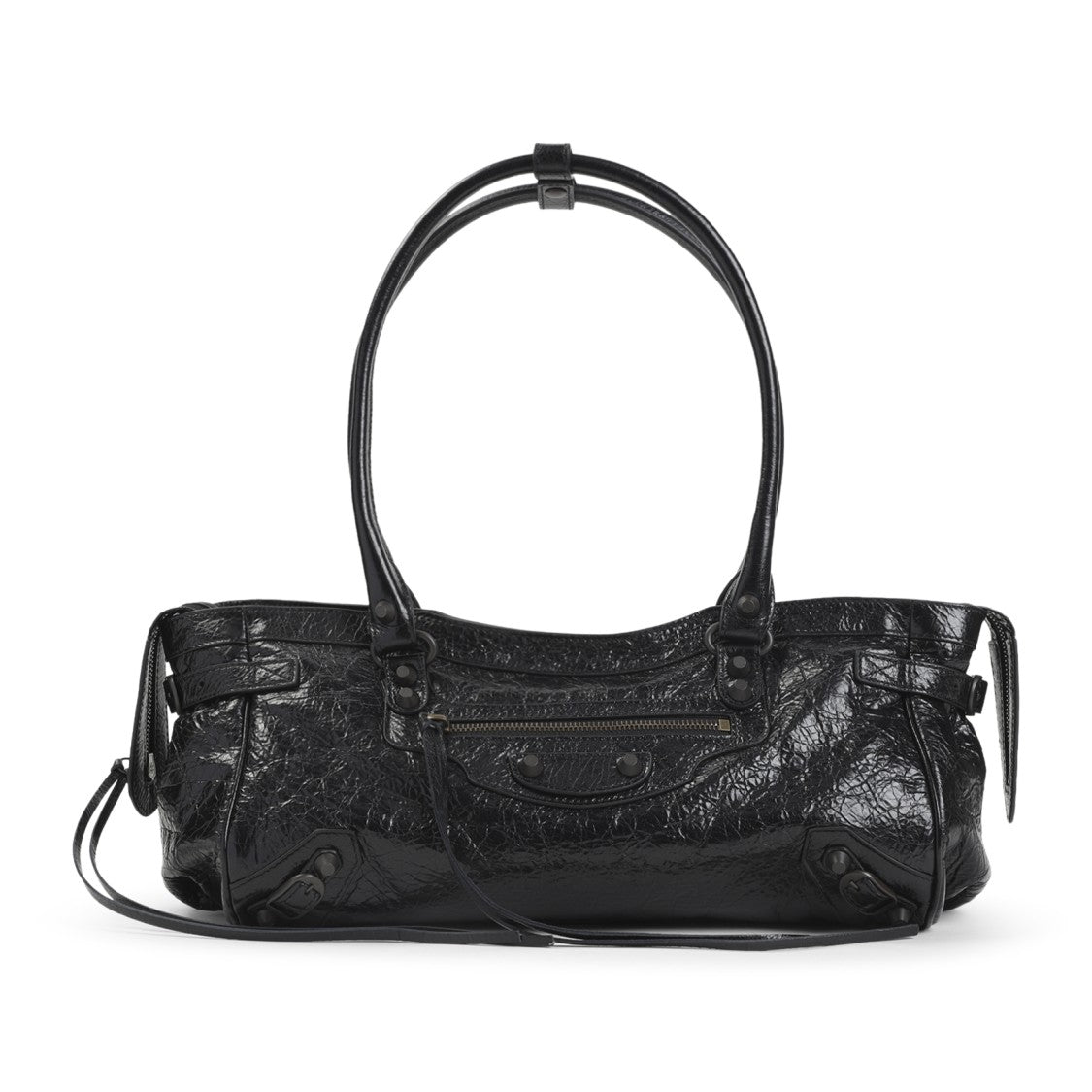 Balenciaga Textured Black Leather Shoulder Bag