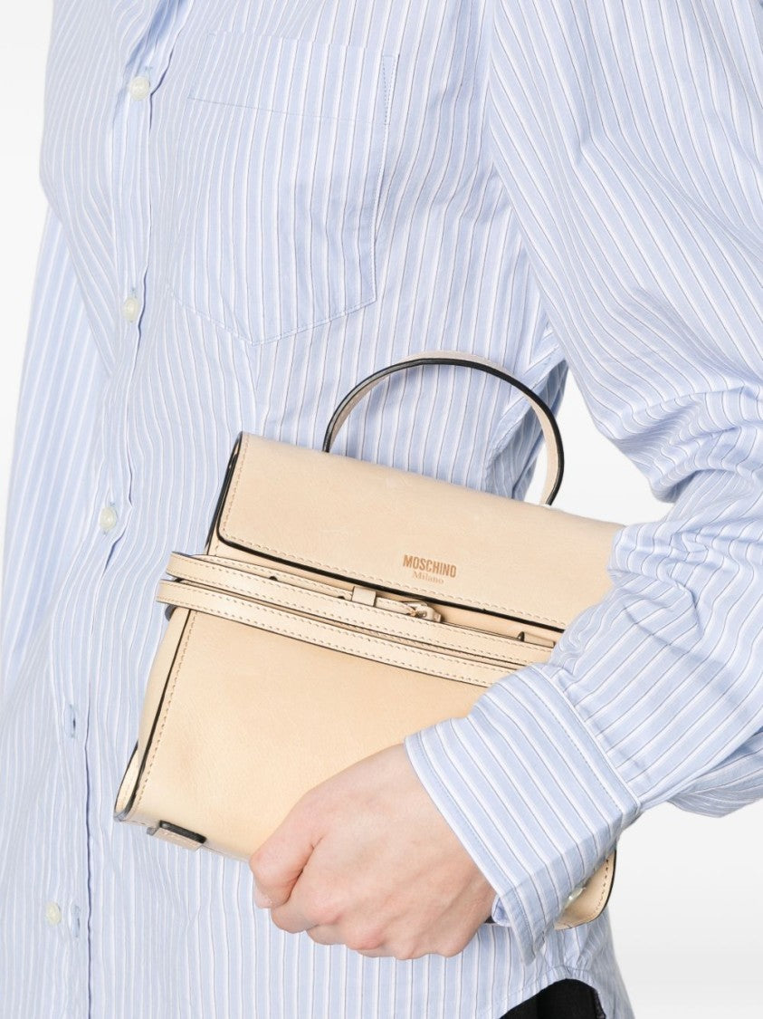 Moschino Beige Top Handle Detachable Shoulder Strap Bag