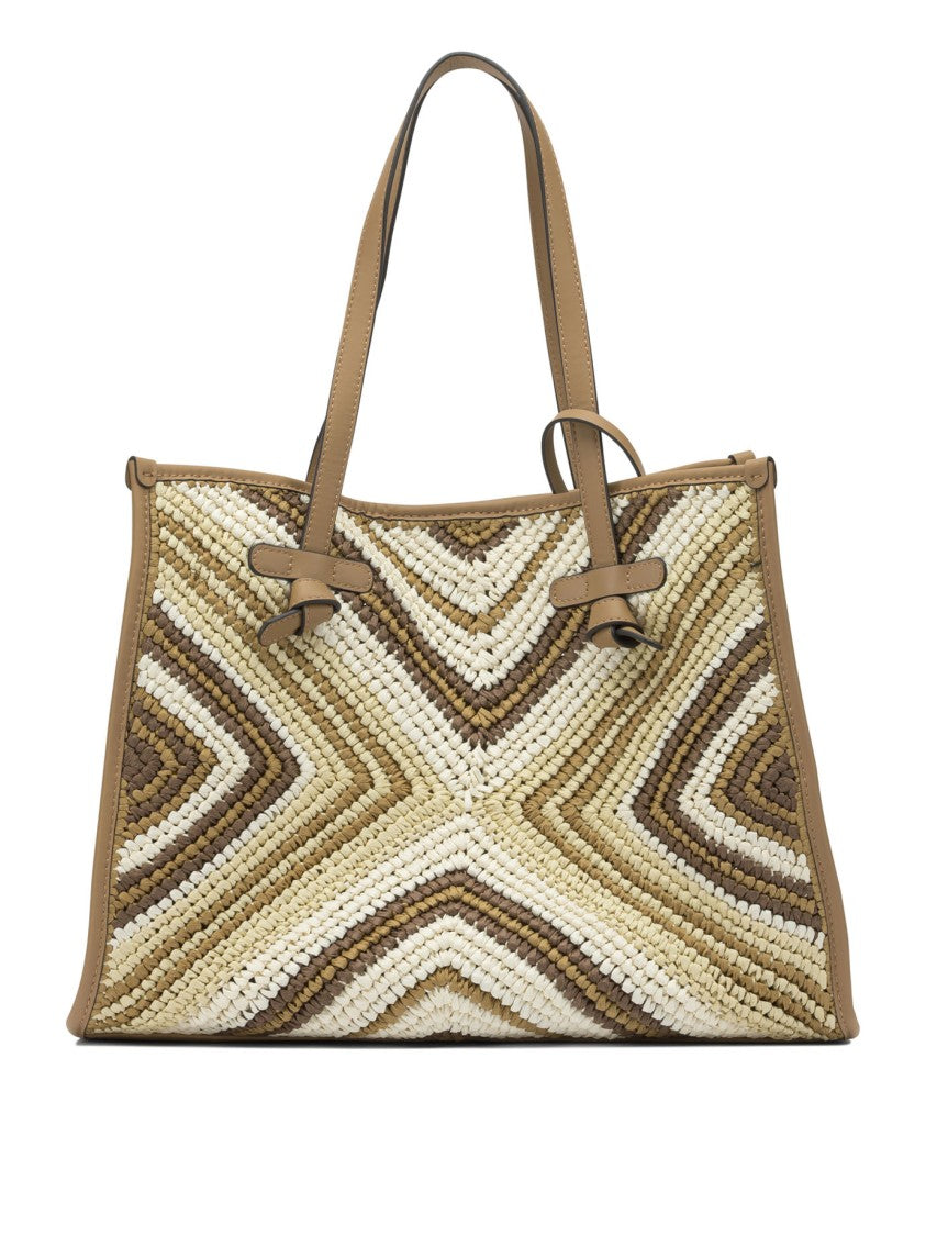 Gianni Chiarini Woven Shoulder Bag With Smooth Leather Trim
