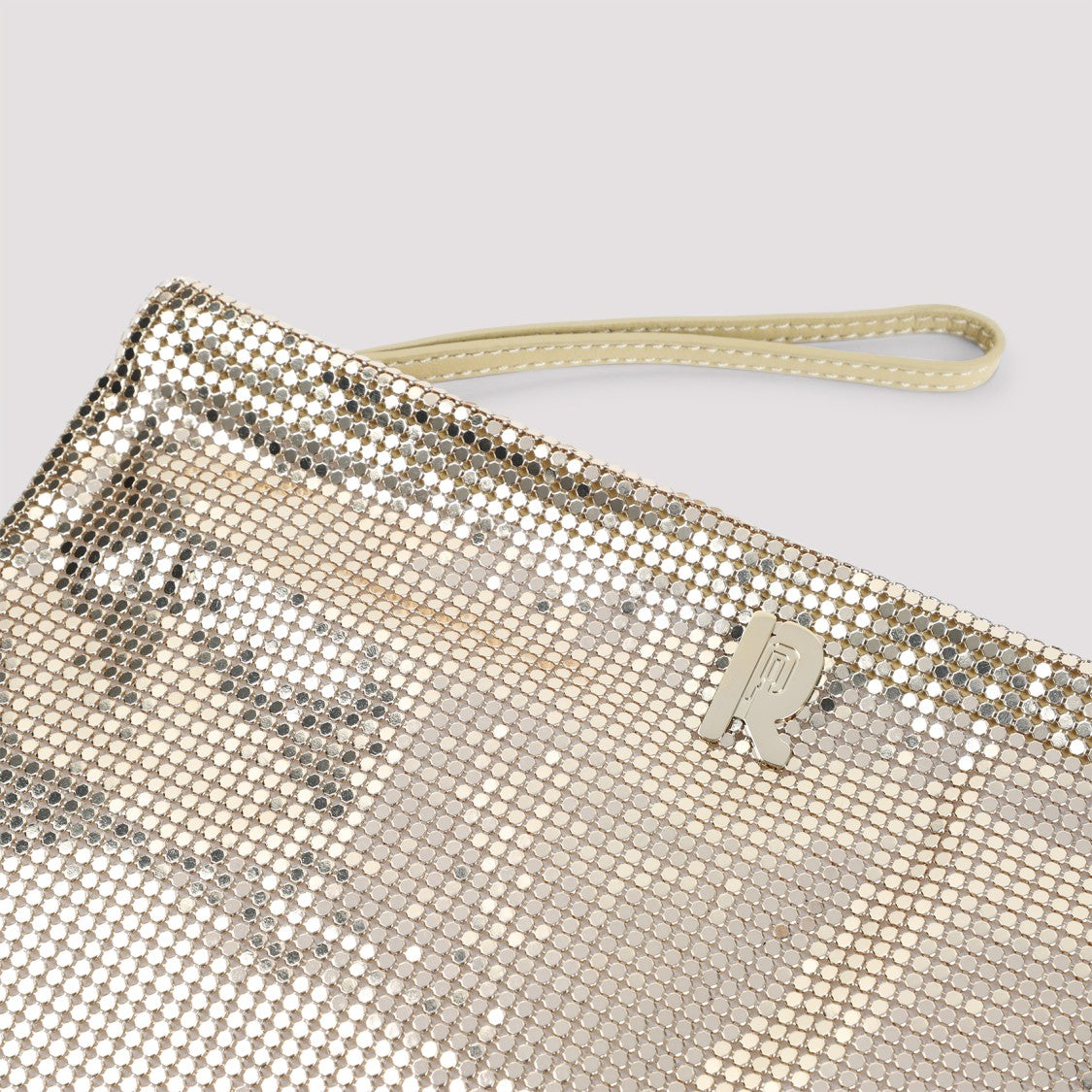 Rabanne Metallic Brass Handbag With Sequined Detailing