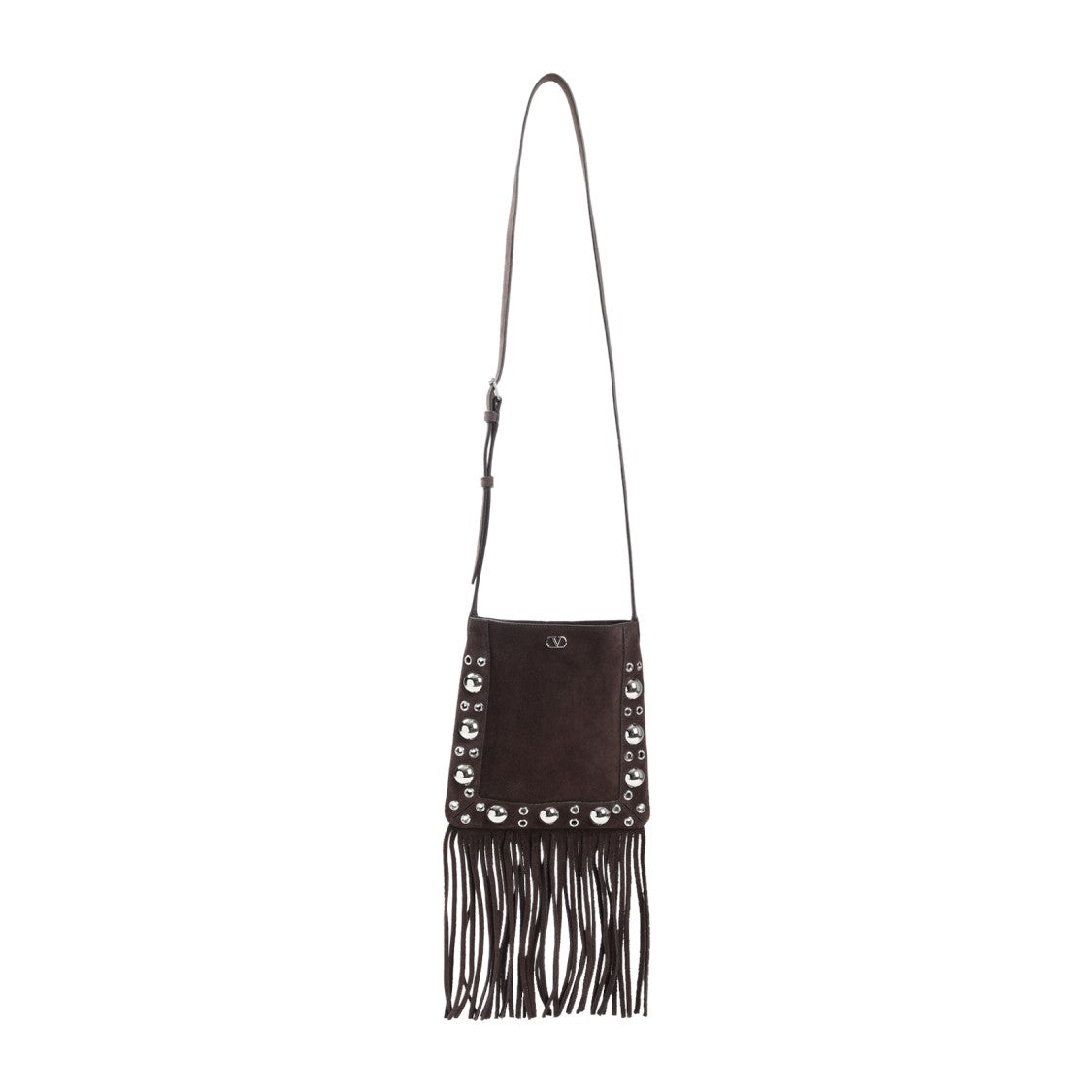 Valentino Garavani Brown Suede Leather Small Cross Body Bag