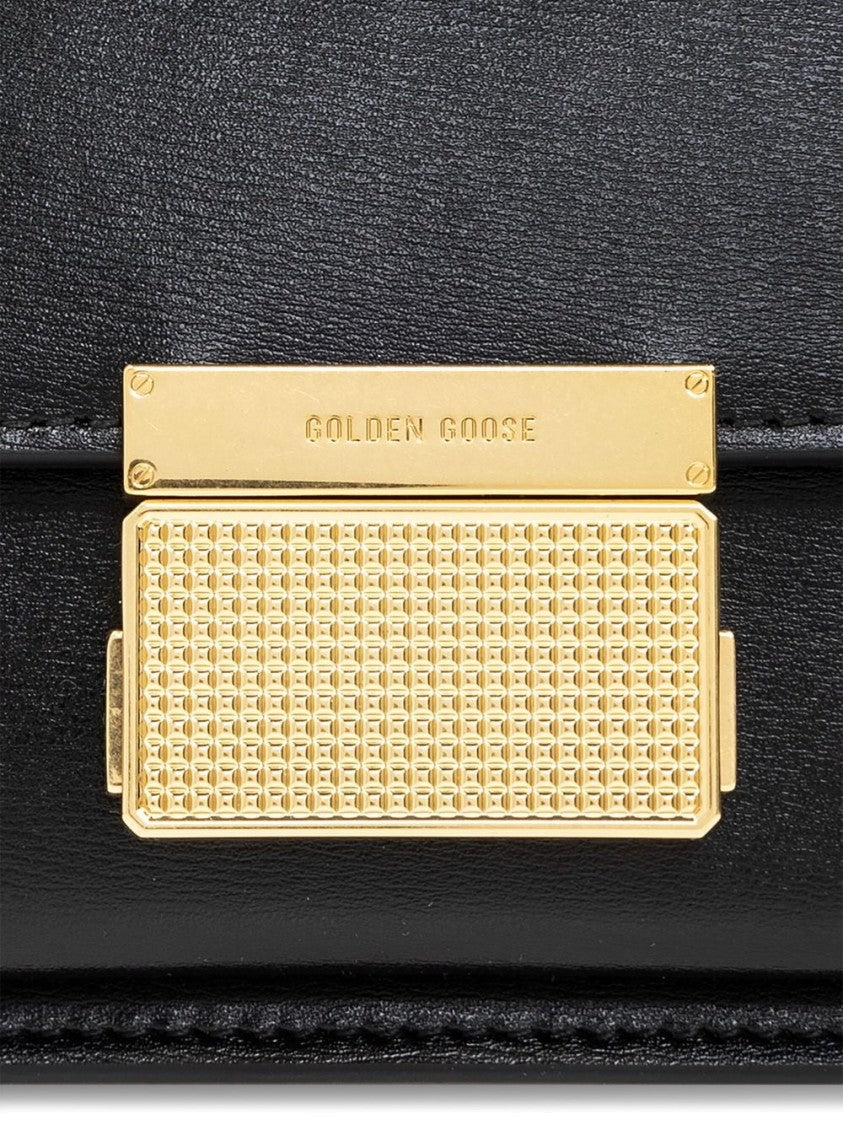 Golden Goose Structured Black Handbag With Gold Clasp