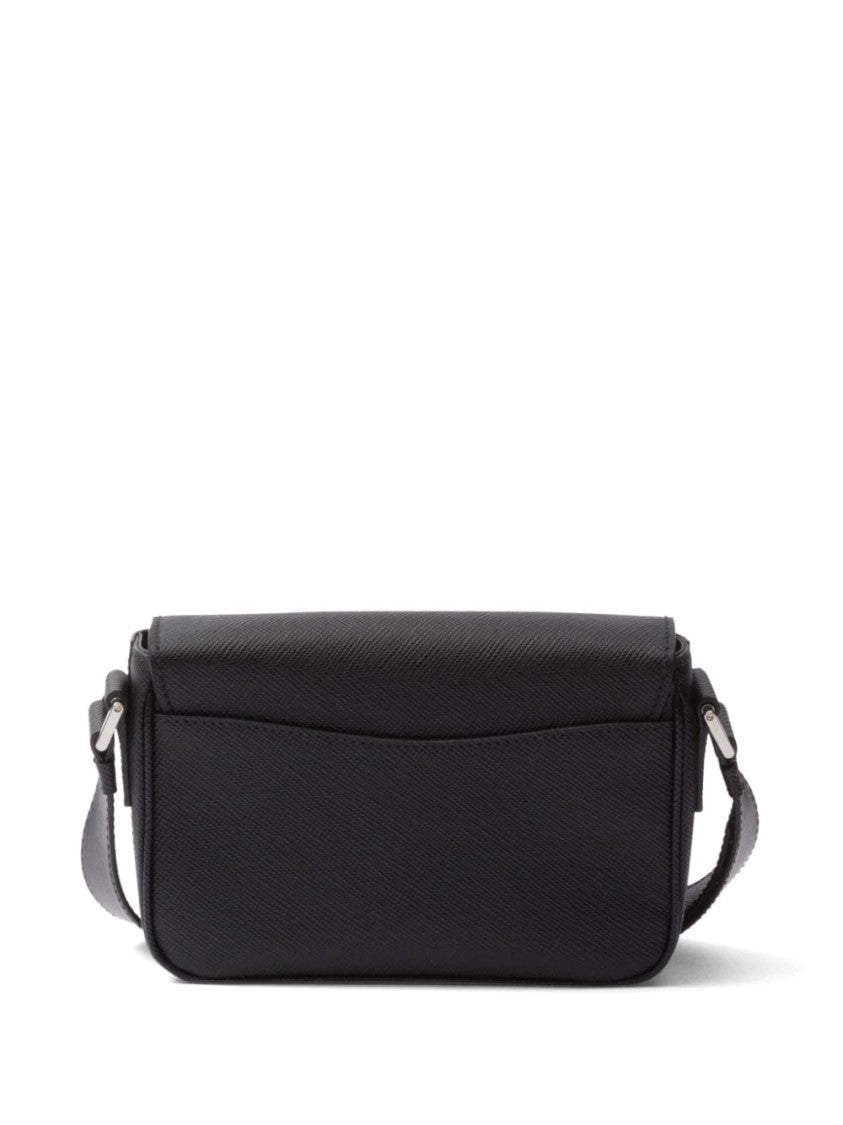 Prada Saffiano Enamel Triangle Logo Flap Shoulder Bag