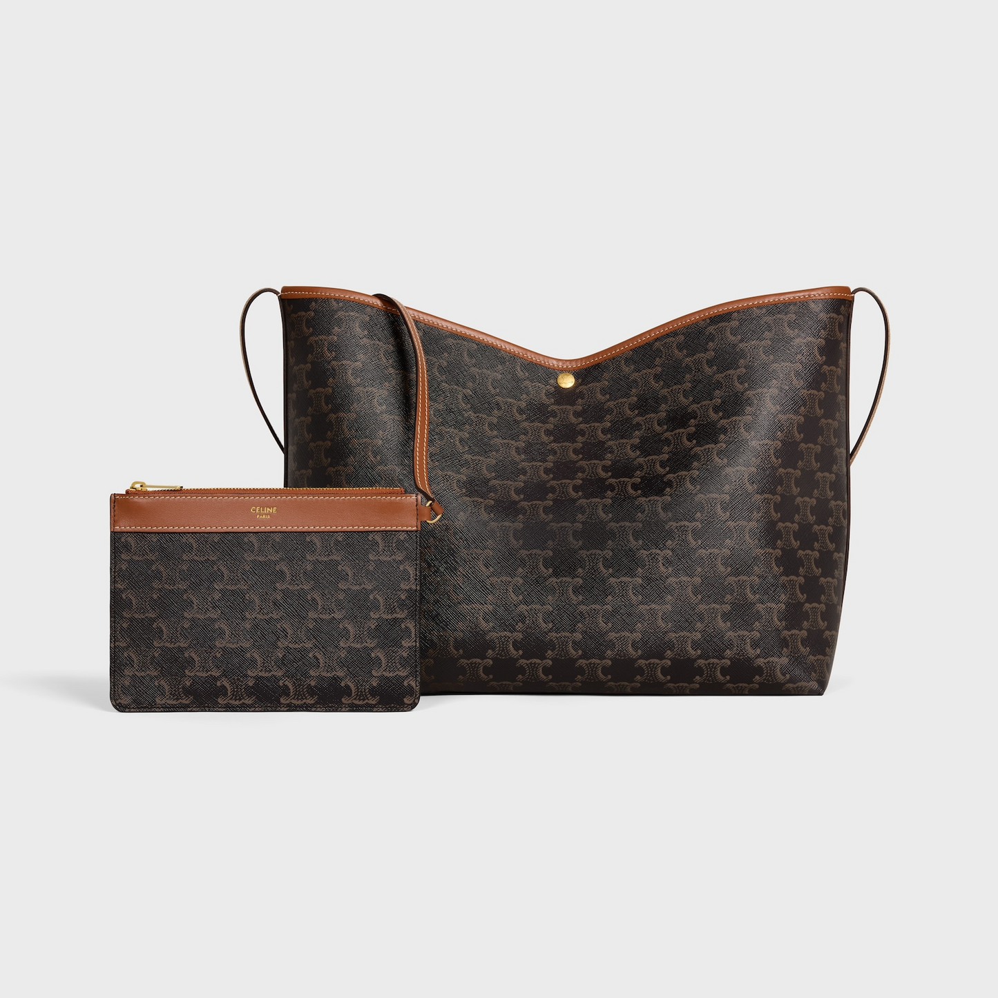 Soft Shopper Bag In Triomphe Canvas And Calfskin