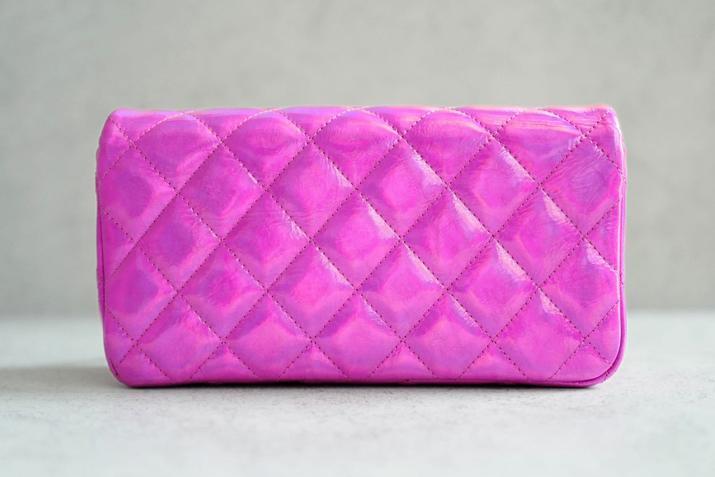 NEW Chanel Wallet on Chain Iridescent Mirror Goatskin Silver Fuchsia Cruise 24C
