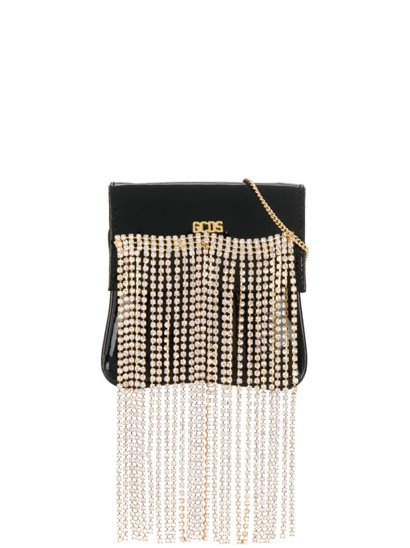 Gcds Black Mini Rhinestone Crossbody Bag